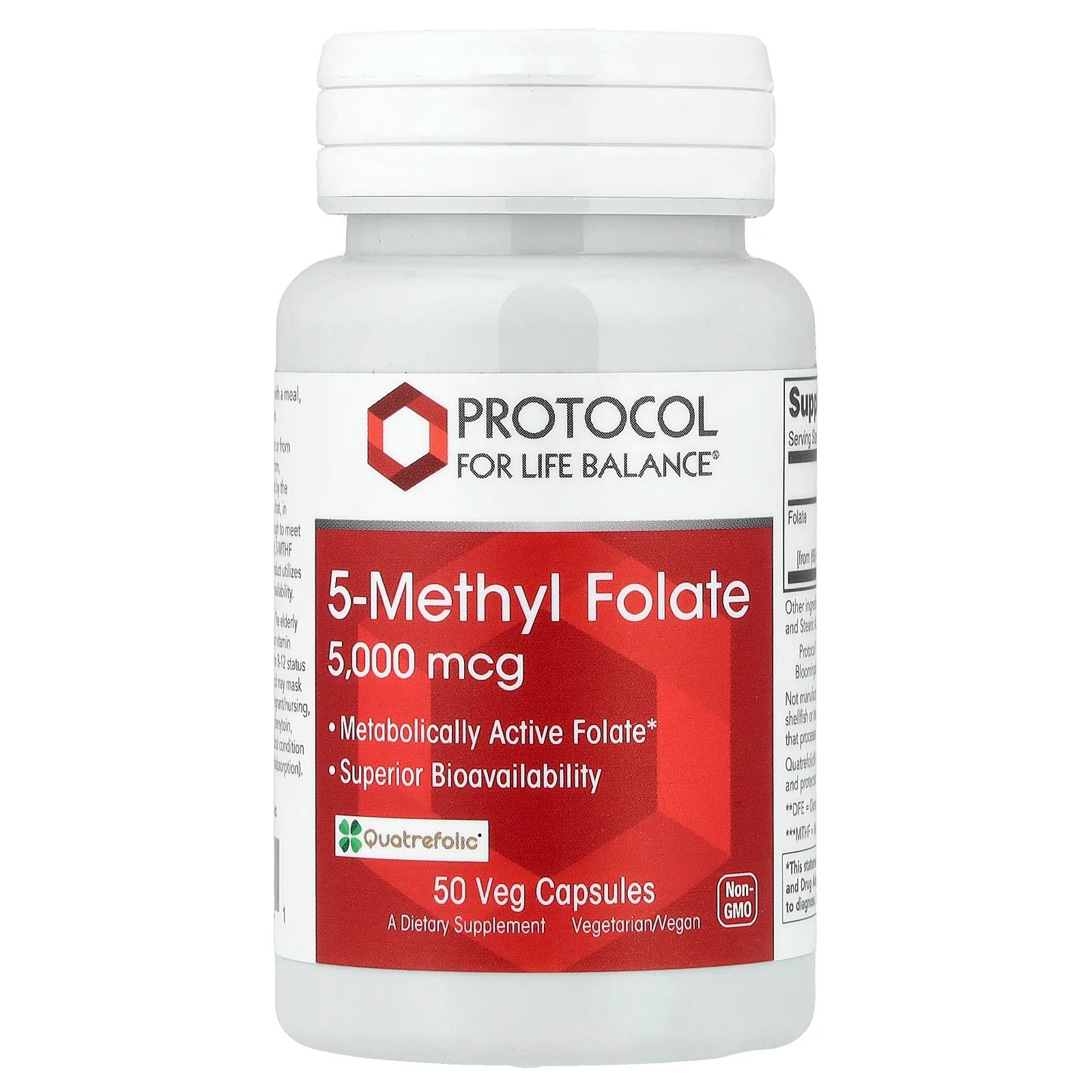 2 X Protocol for Life Balance, 5-Methyl Folate, 5,000 mcg , 50 Veg Capsules