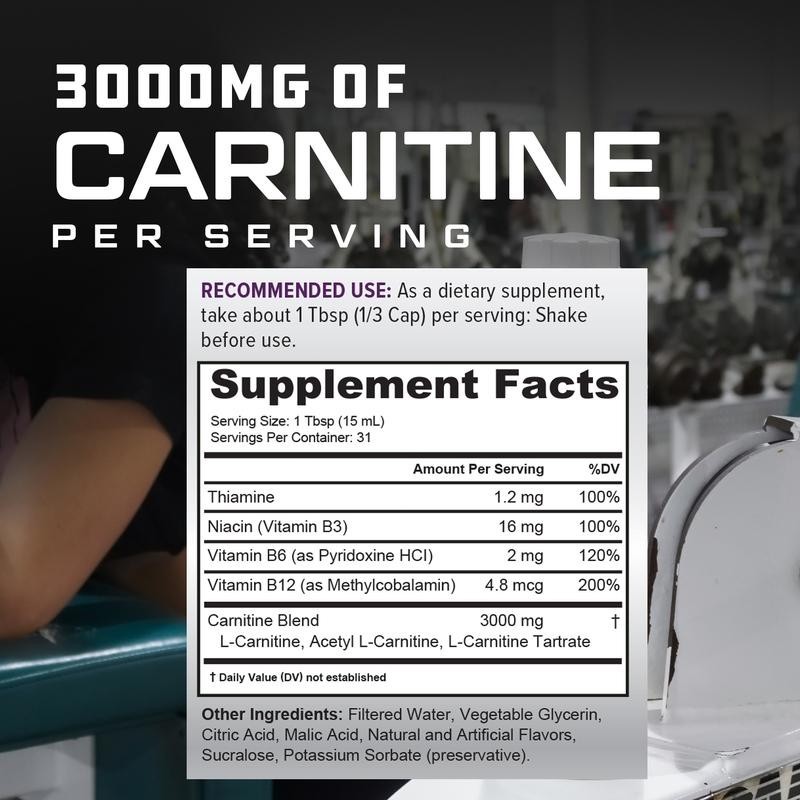 Cutler Nutrition Liquld Carnitine 3000 for Energy andRecovery Support Dietary IT