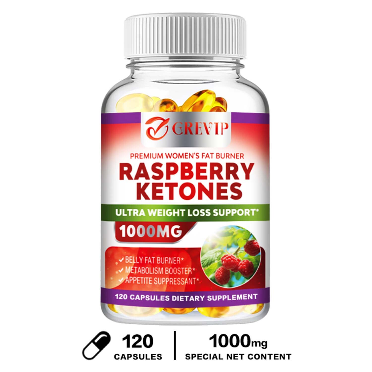 120pcs Raspberry Ketones – Weight Loss, Support Metabolism and Energy Levels