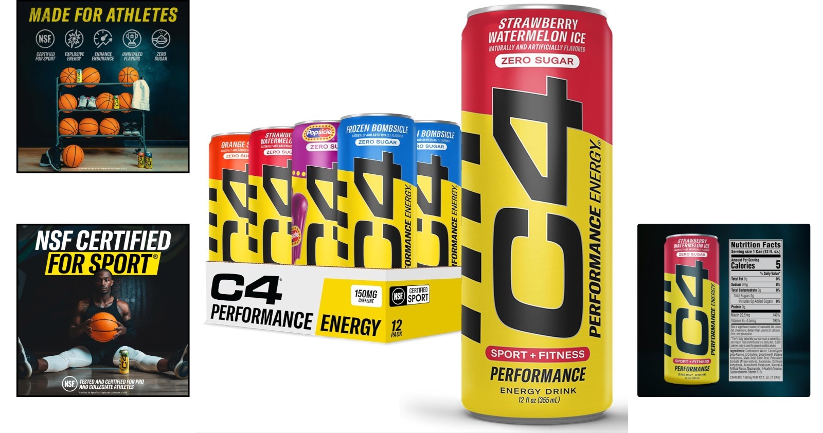 C4 Energy Drinks Variety Pack, Sugar-Free, 12 Fl Oz, 12 Pack