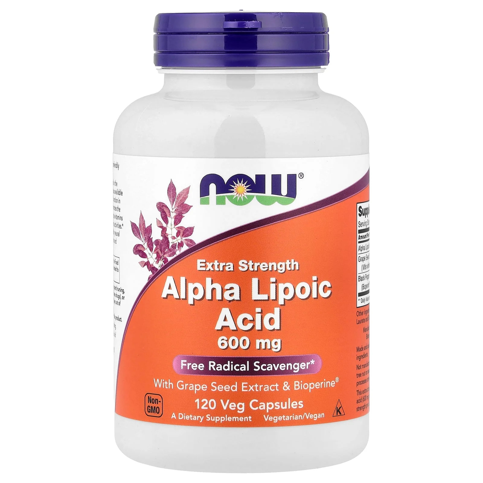 2 X NOW Foods, Alpha Lipoic Acid, 600 mg, 120 Veg Capsules