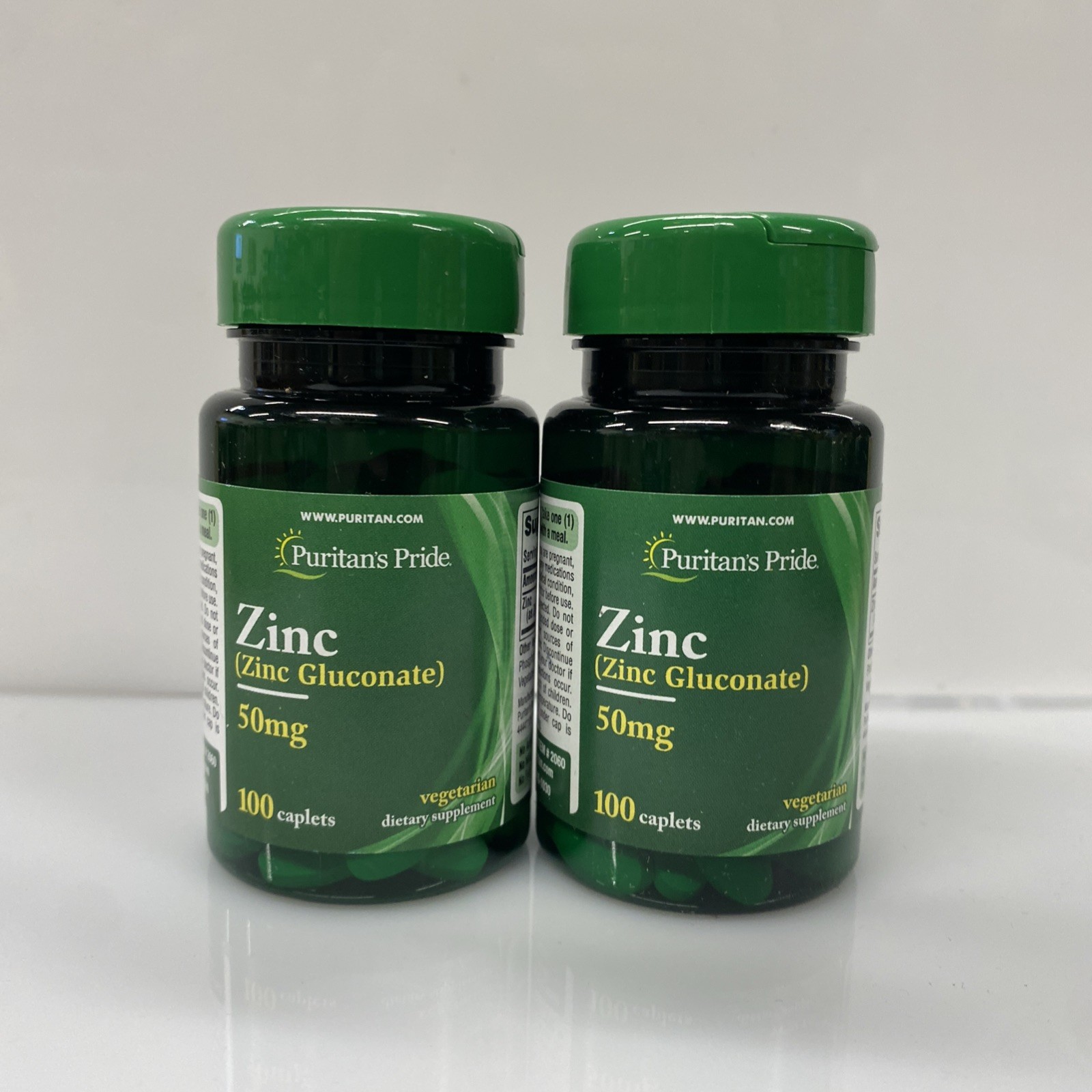 2X Puritans Pride Zinc Gluconate 50mg Support Vegetarian 100 Caps