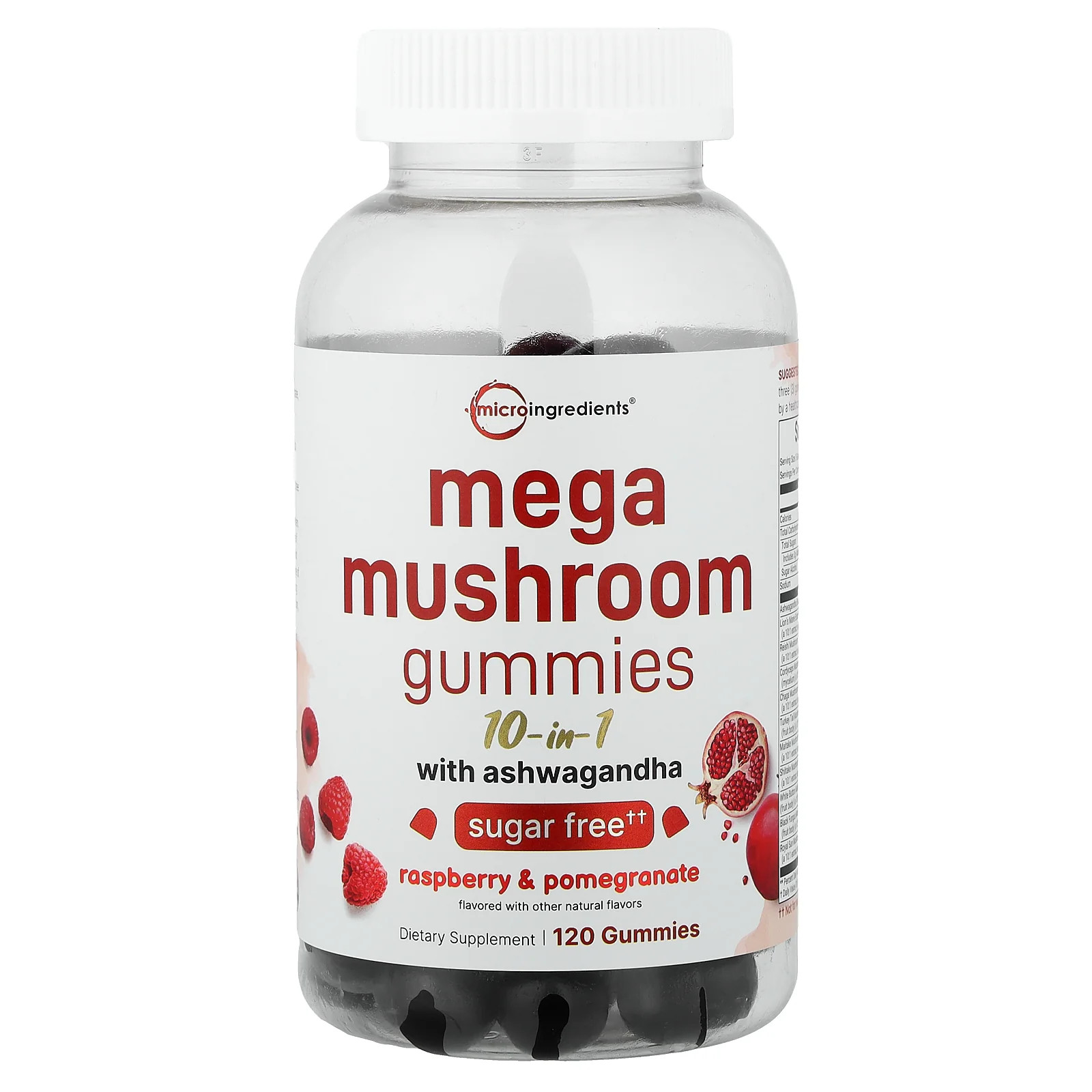 2 X Micro Ingredients, Mega Mushrooms Gummies, Raspberry & Pomegranate, 120 Gum