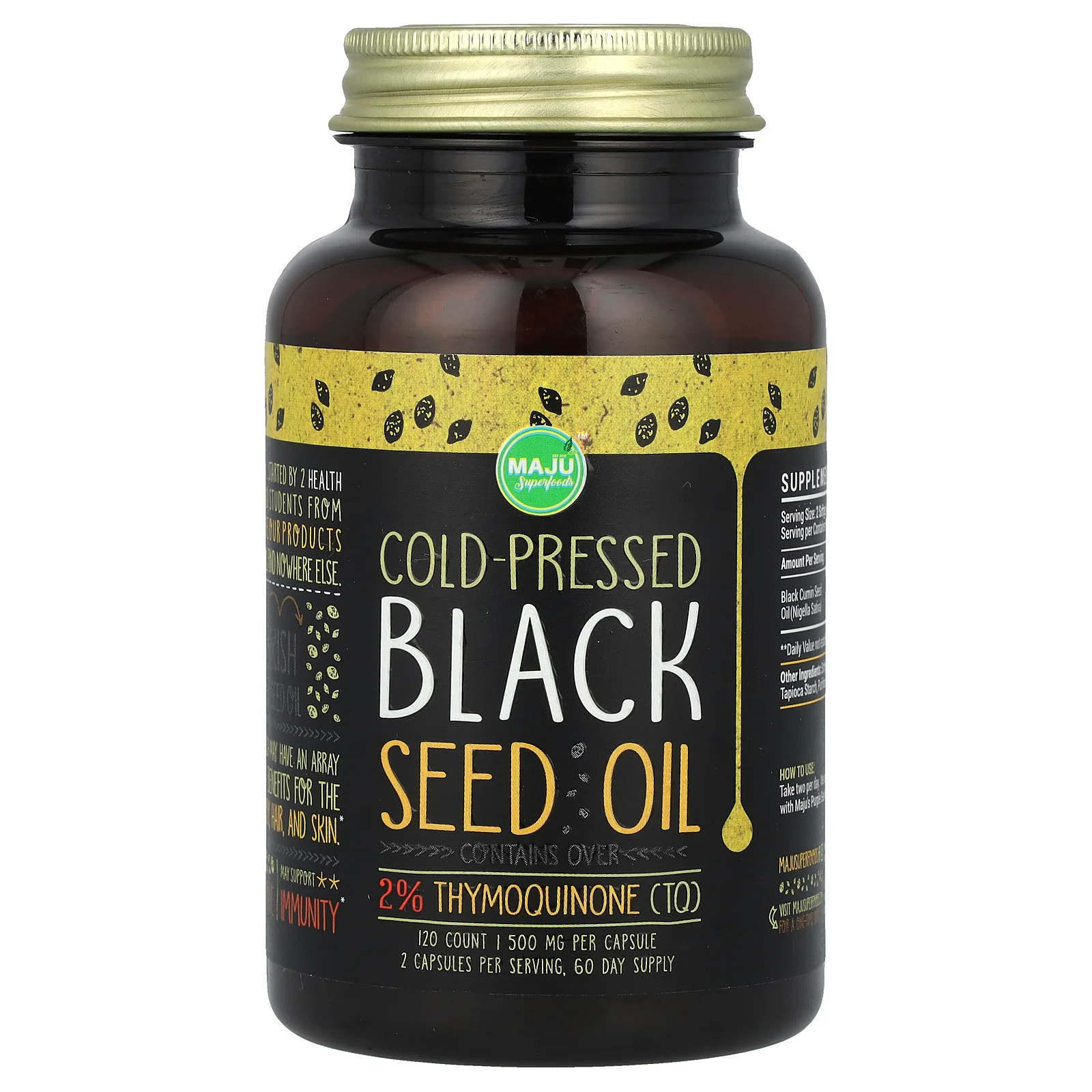 2 X Maju Superfoods, Cold-Pressed Black Seed Oil, 500 mg, 120 Count
