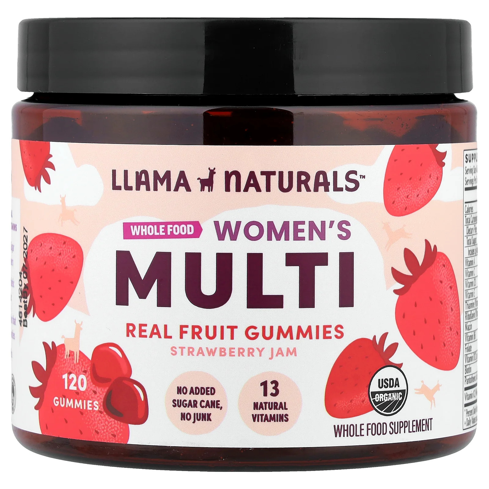 2 X Llama Naturals, Women’s Multi, Real Fruit Gummies, Strawberry Jam, 120 Gumm