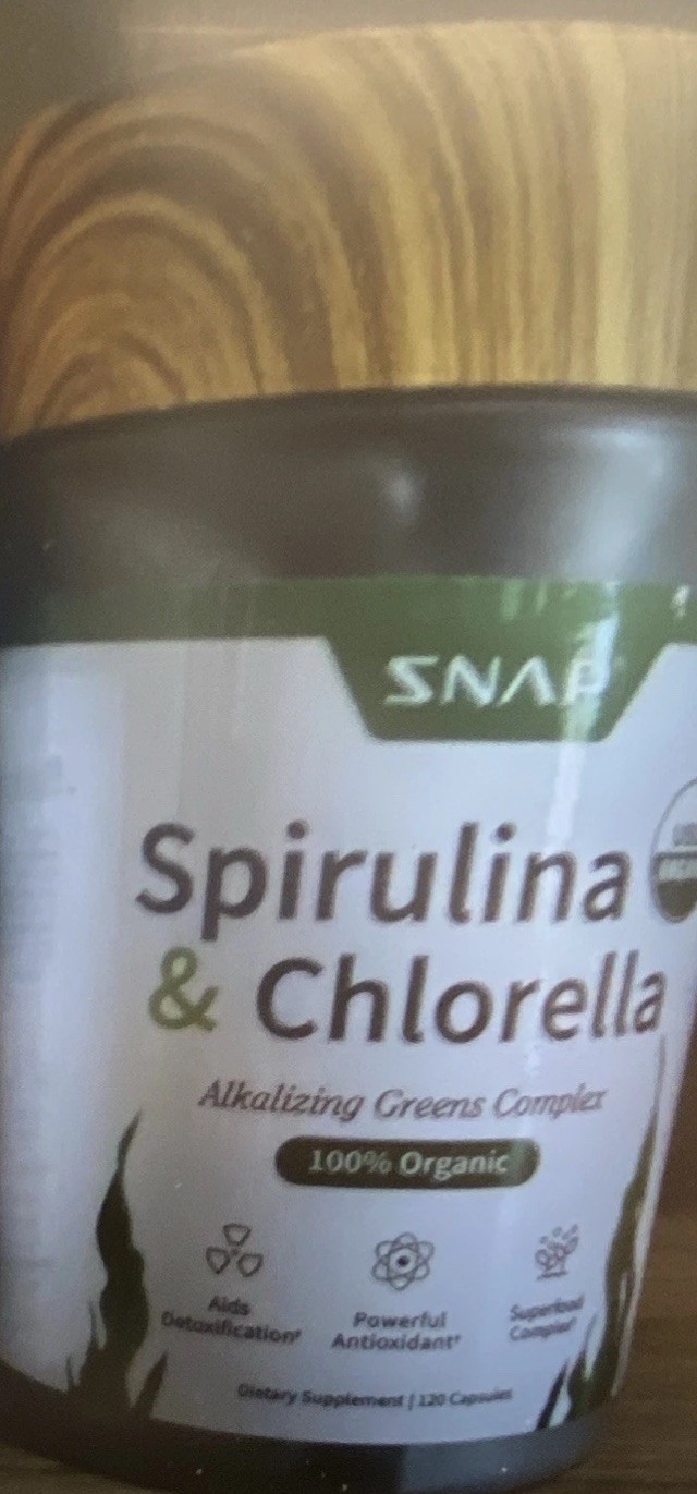 SNAP Spirulina & Chlorella Alkalizing Greens Detox Antioxidant 120 Caps