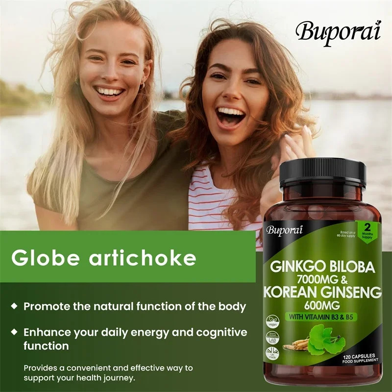 Ginkgo Biloba and Korean Ginseng 240pcs,Reduce Fatigue, Improves Mental Clarity