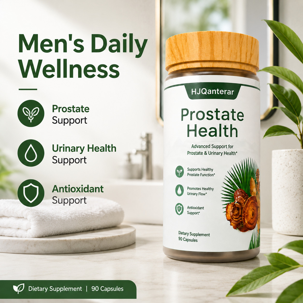 Men Prostate Support Supplement Saw Palmetto Mushroom Blend 90 Vegan Capsules