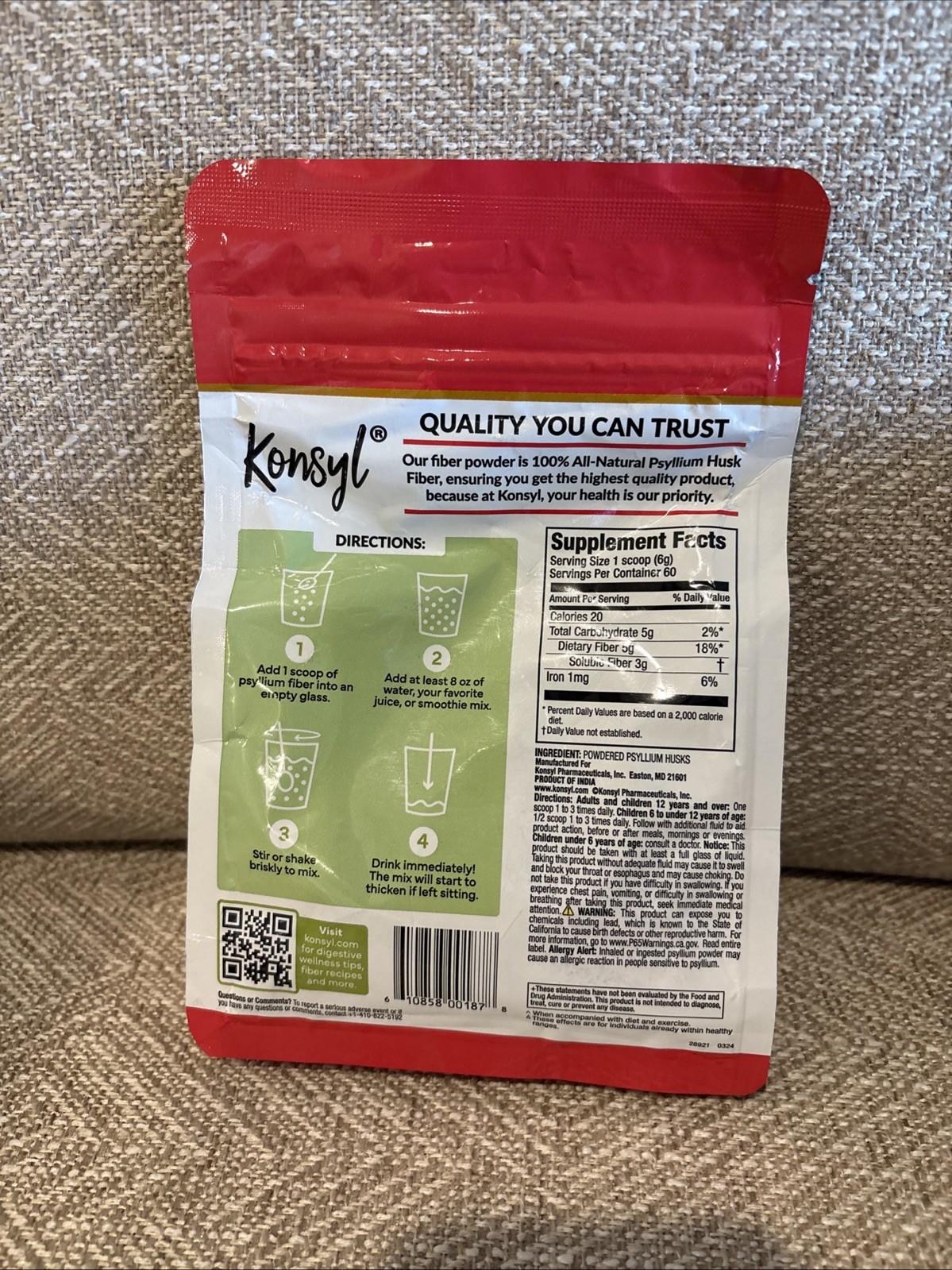 Konsyl Daily Psyllium Fiber (12.7 oz, 60 Servings) BB 08/27
