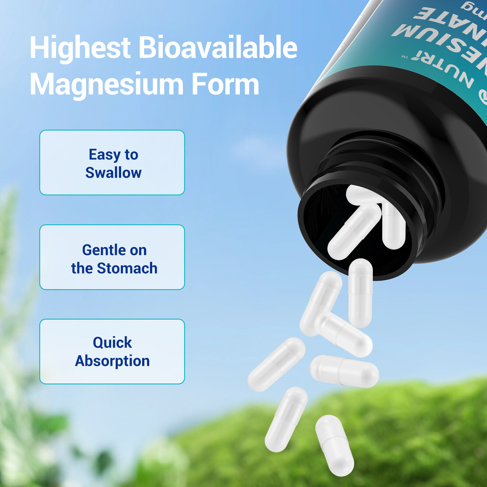 Magnesium Glycinate 500mg-120/240 Capsules For Sleep,Stress Relief Support Bone