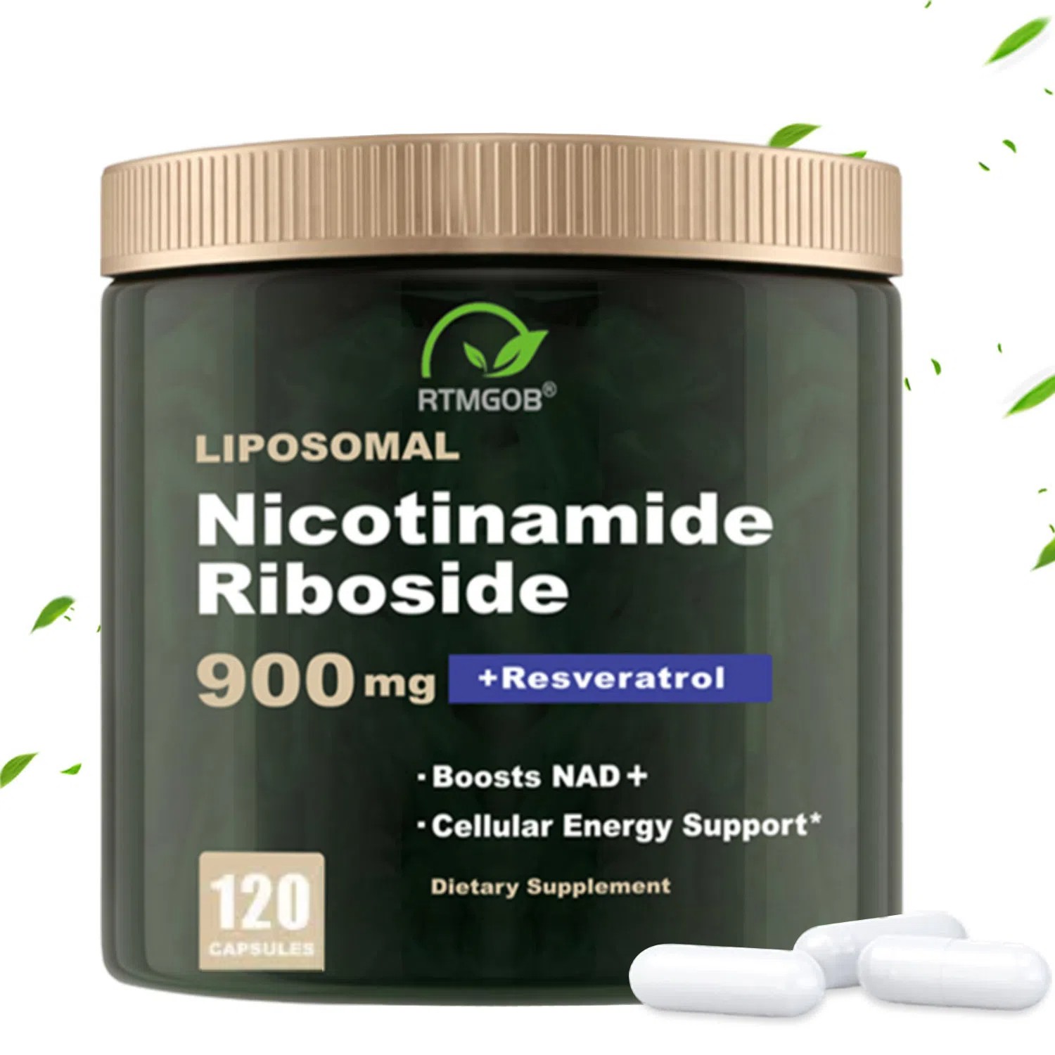 Nicotinamide Riboside+Resveratrol NAD+ Supplement 900mg Anti-Aging 120 caplets