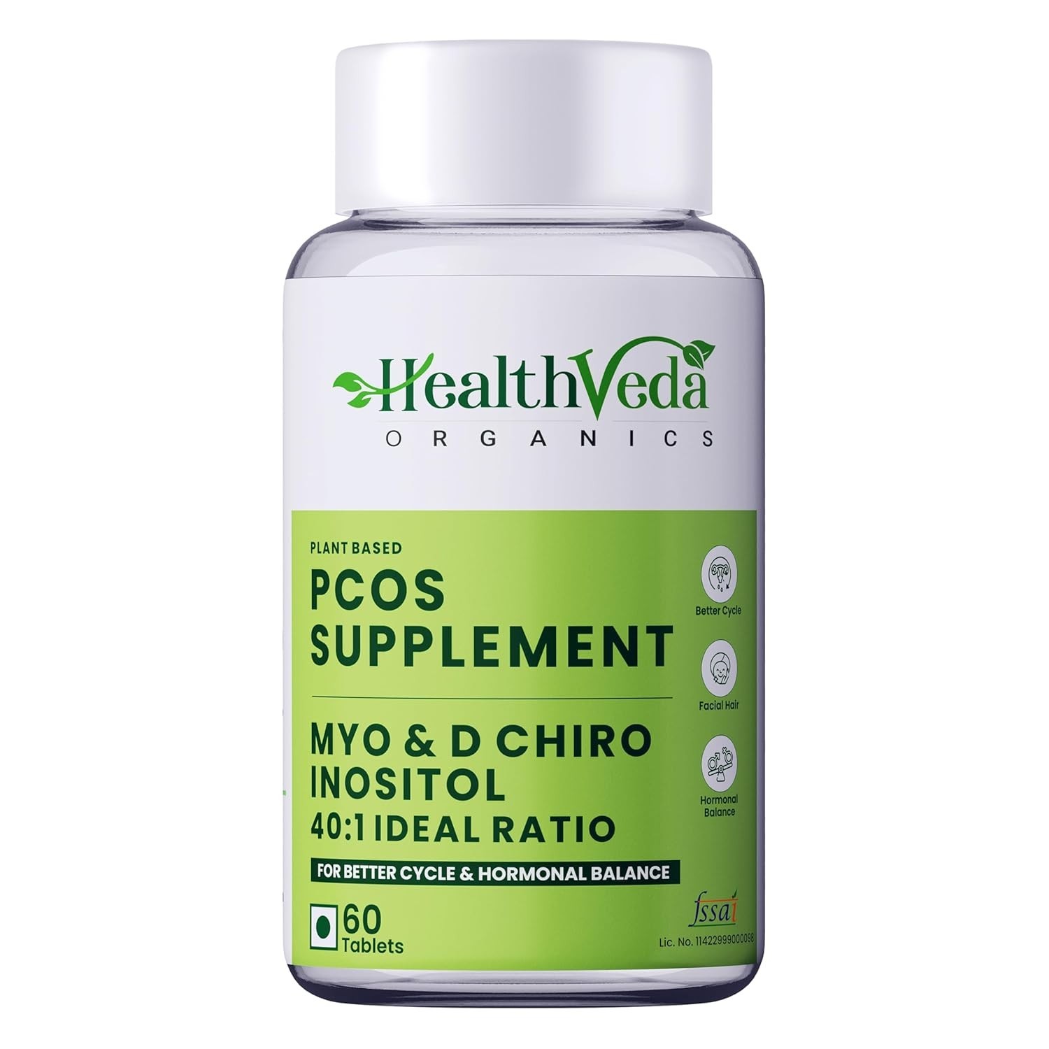 Health Veda Organics PCOS Support Supplement for Women 60 Plant-Based Veg Tablet