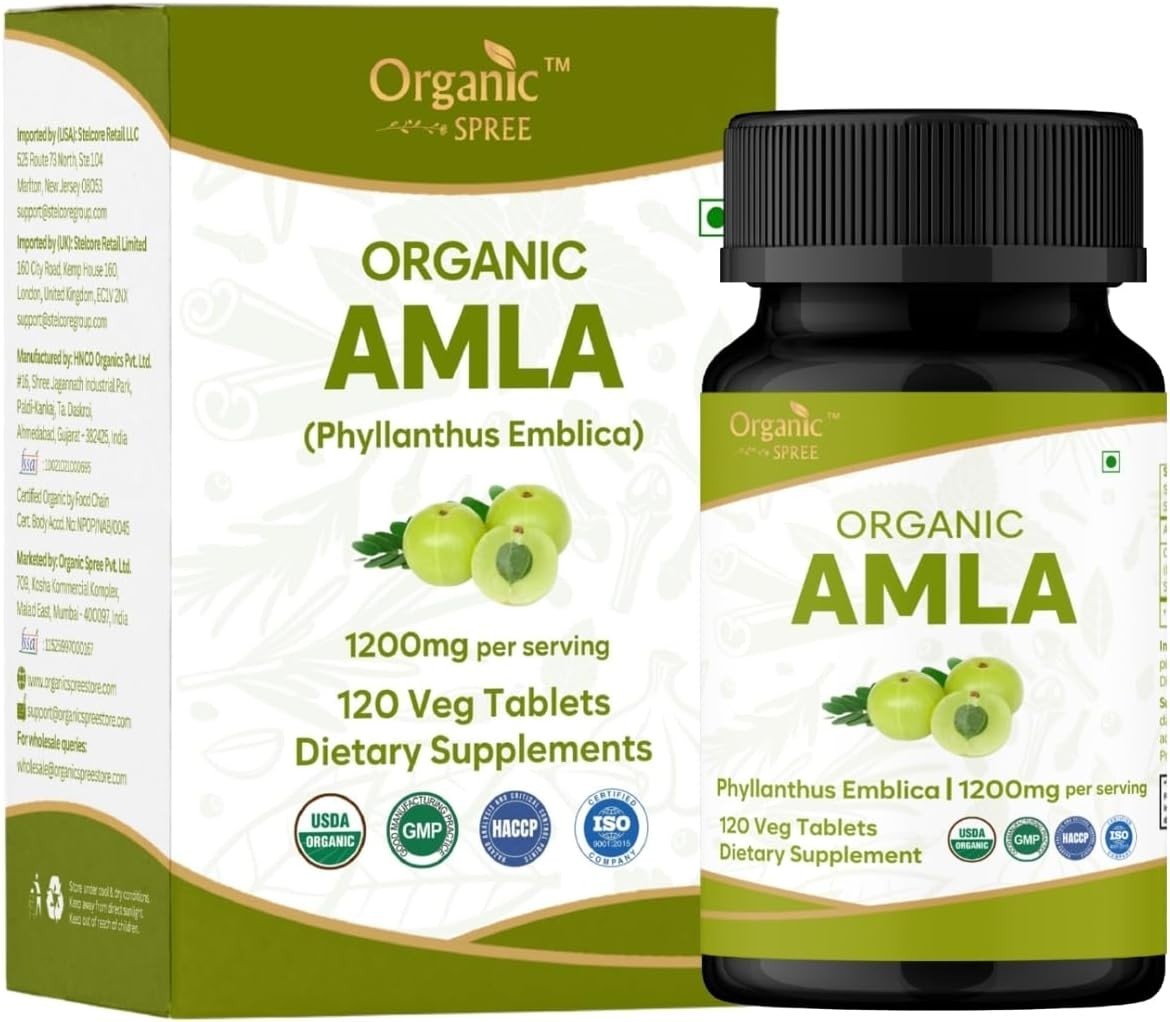 ORGANIC SPREE Amla Tablets – 1200 mg per Serving – Indian Gooseberry…