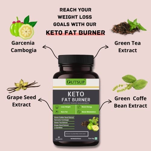 Outsup Keto Fat Burner 60 Veg Capsules L-Carnitine Garcinia Weight Mgmt FreeShip