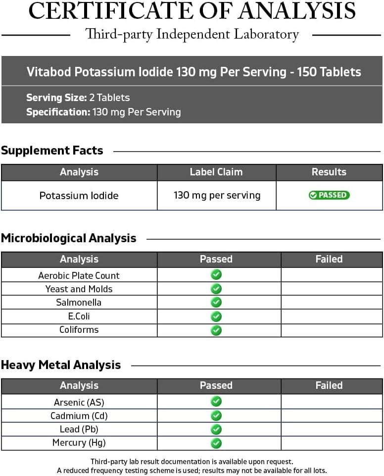 Potassium + Iodide Pills Tablets☆130 mg Supplement ☆ Survival Kit Fallout