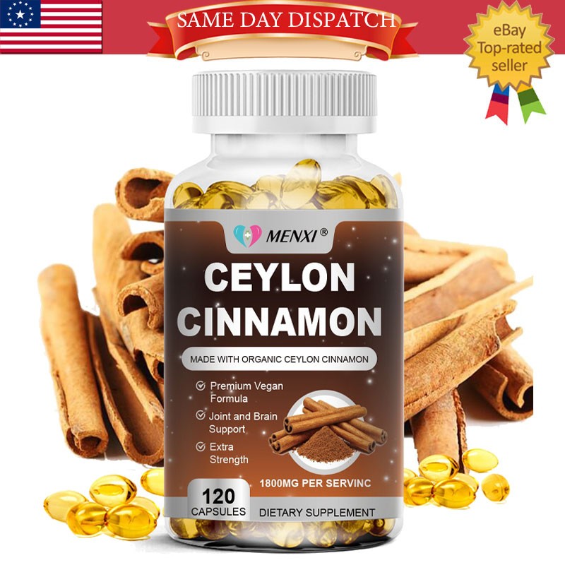 120pcs Pure Cinnamon Capsules, True Sri Lanka Certified Organic Ceylon Cinnamon