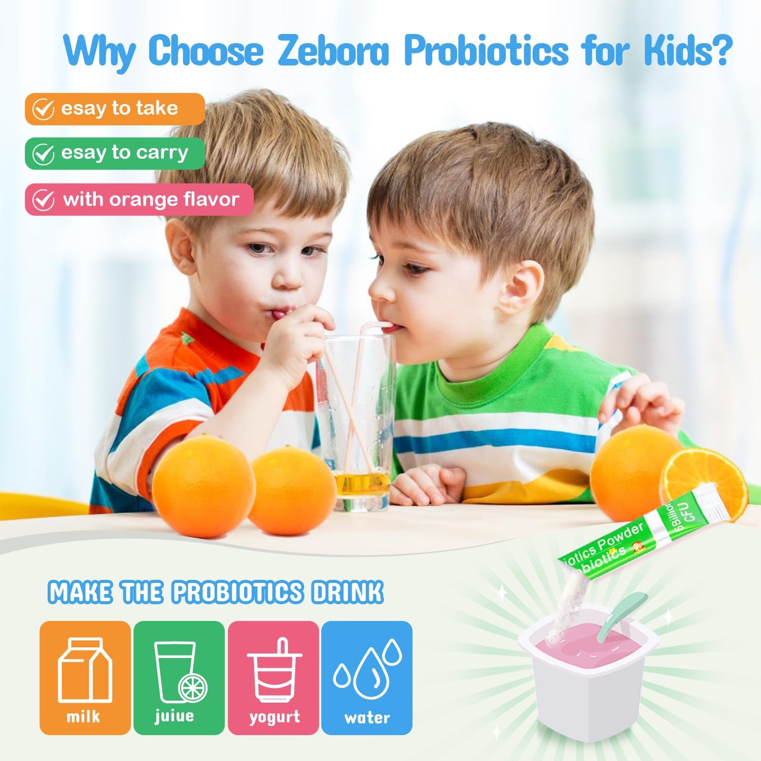 ZEBORA Kids Probiotic & Prebiotics Powder Age 3+ Support Children’s Digestive…