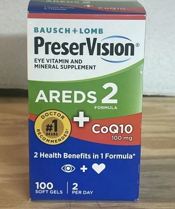 Bausch + Lomb PreserVision AREDS 2 CoQ10 Eye Vitamin 100 Softgels NEW 04/2027