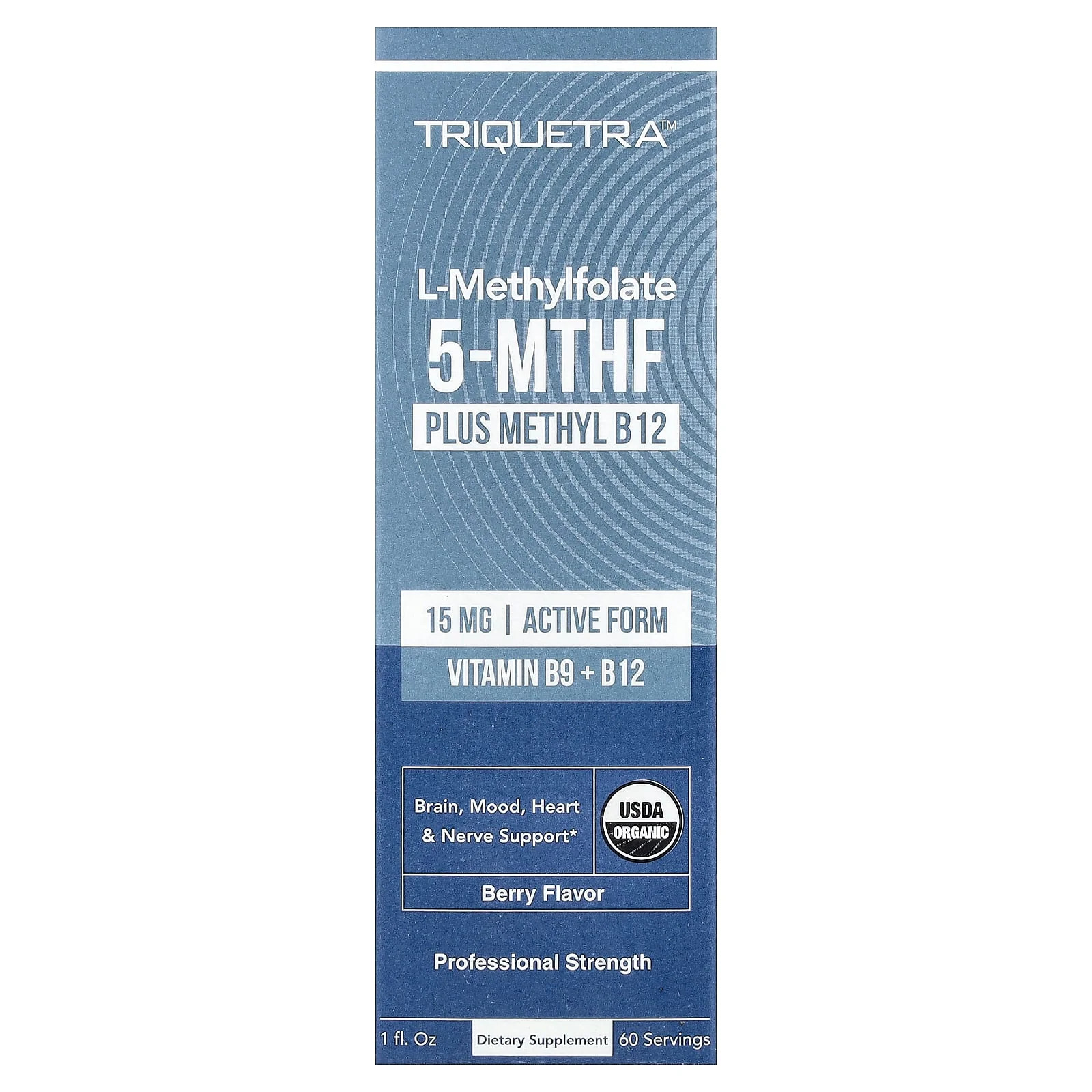 2 X Triquetra Health, L-Methylfolate 5-MTHF Plus Methyl B12, Berry, 1 fl oz