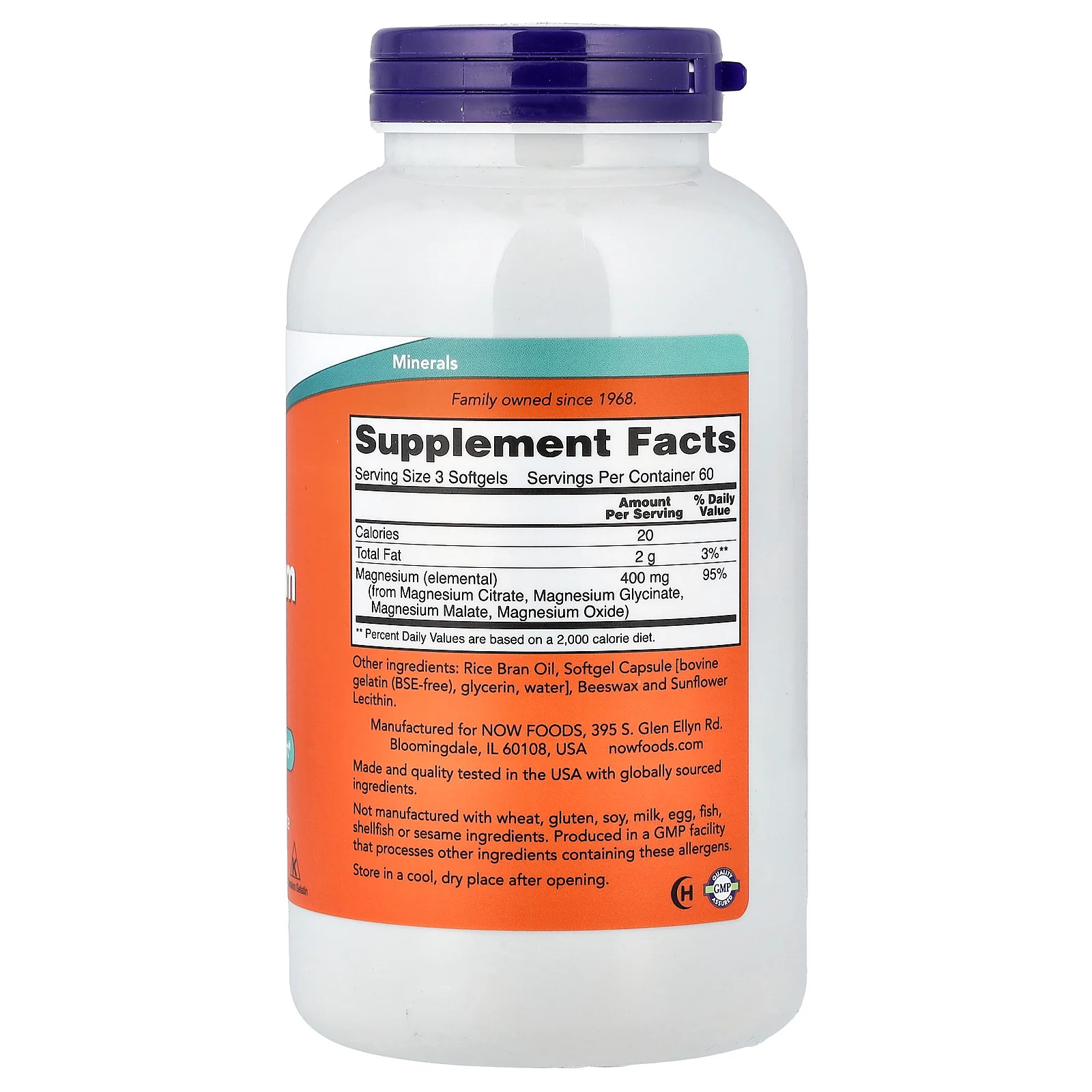 2 X NOW Foods, Magnesium Citrate, 180 Softgels (133 mg per Softgel)