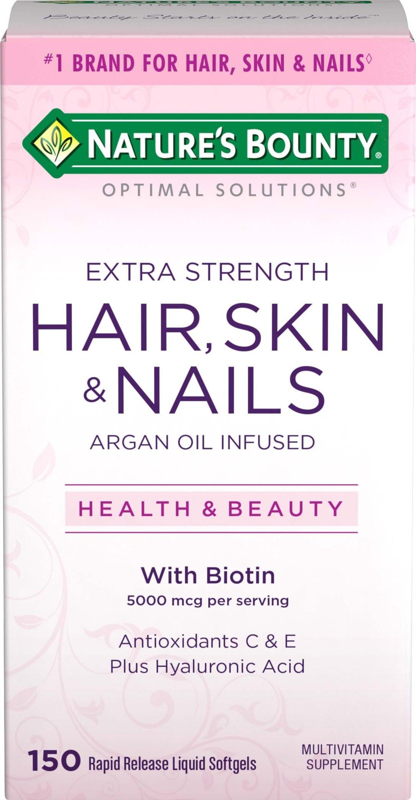 Natures Bounty 5000 Mcg Biotin Hair Skin Nails Supplement 150 Caplets