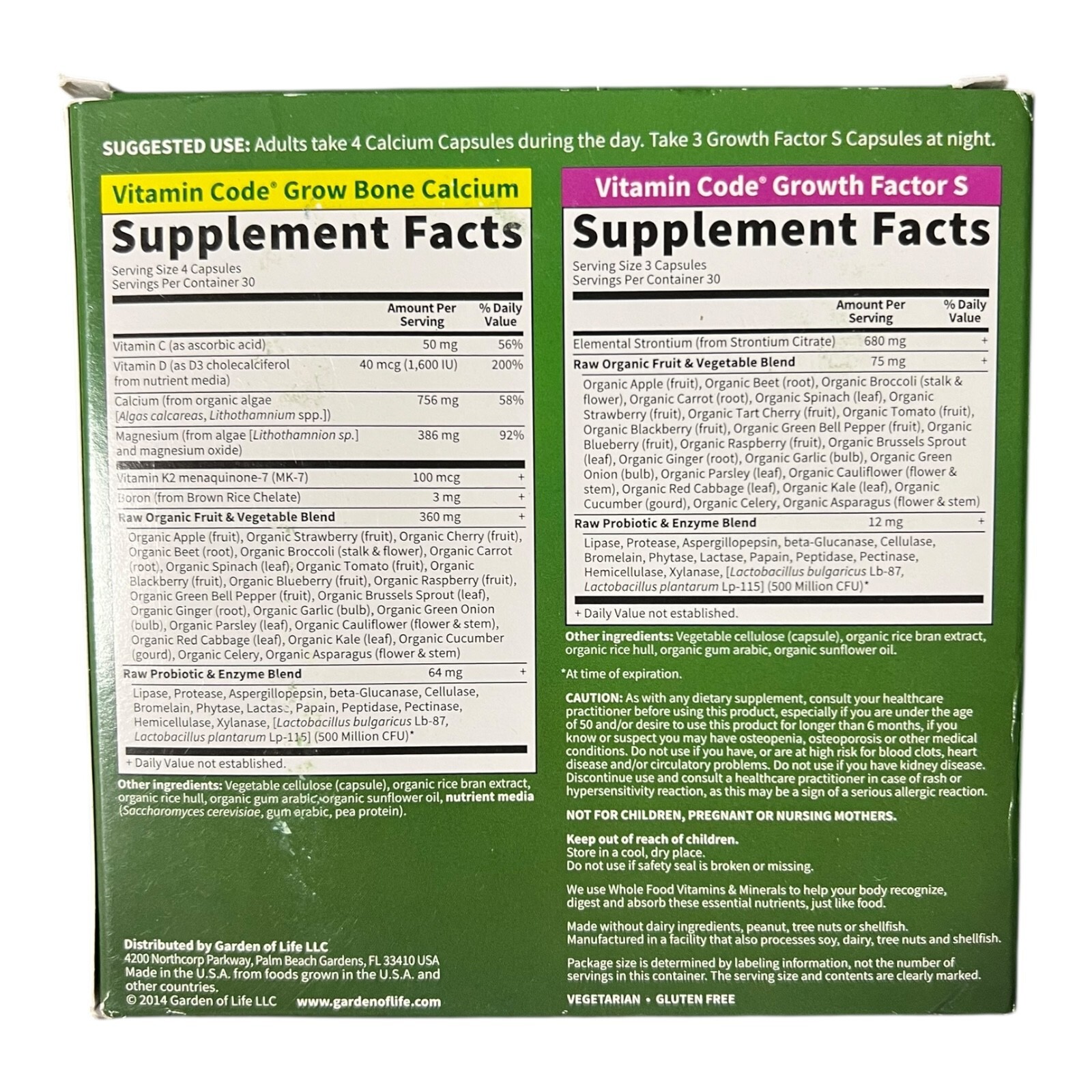 Garden of Life Vitamin Code Grow Bone System Calcium 210ct EXP12/2026+