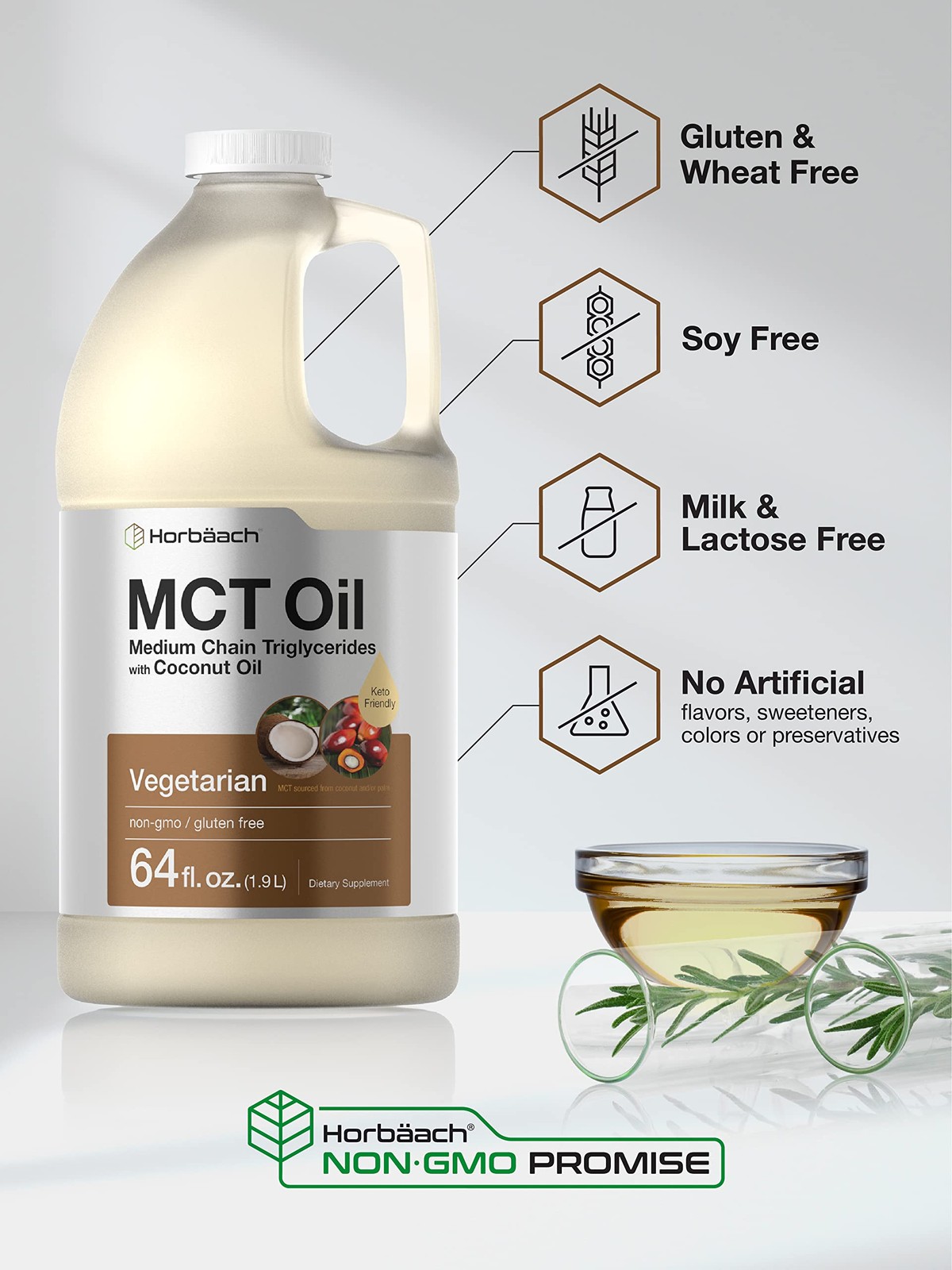 Horbäach Horbach Mct Oil 64 Oz 100 Pure Blends Coffee Tea Juice And Liquids