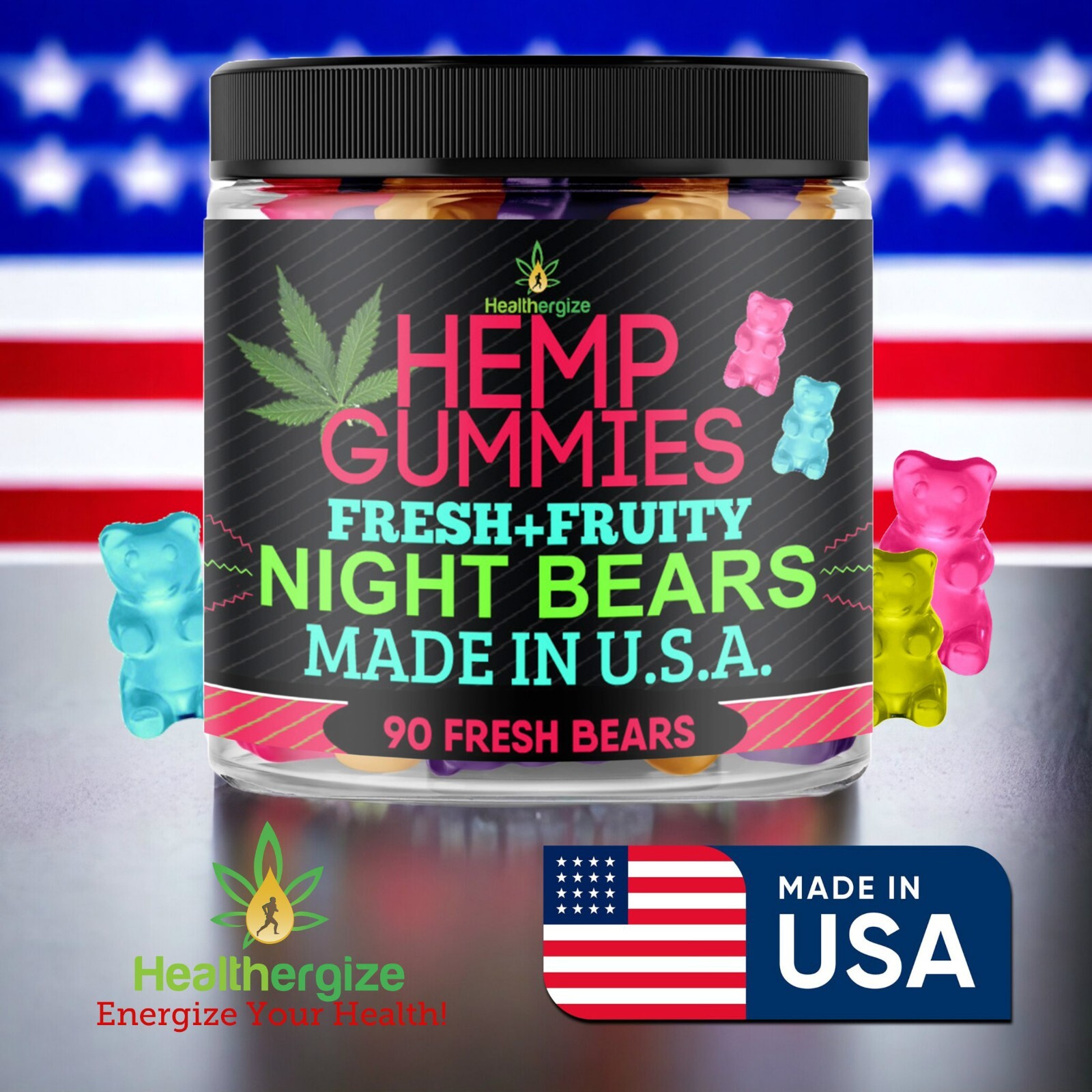 Natural gummies- Bears, Pure Sleep, Anxiety, Pain, Relaxation, Stress, Brain-USA