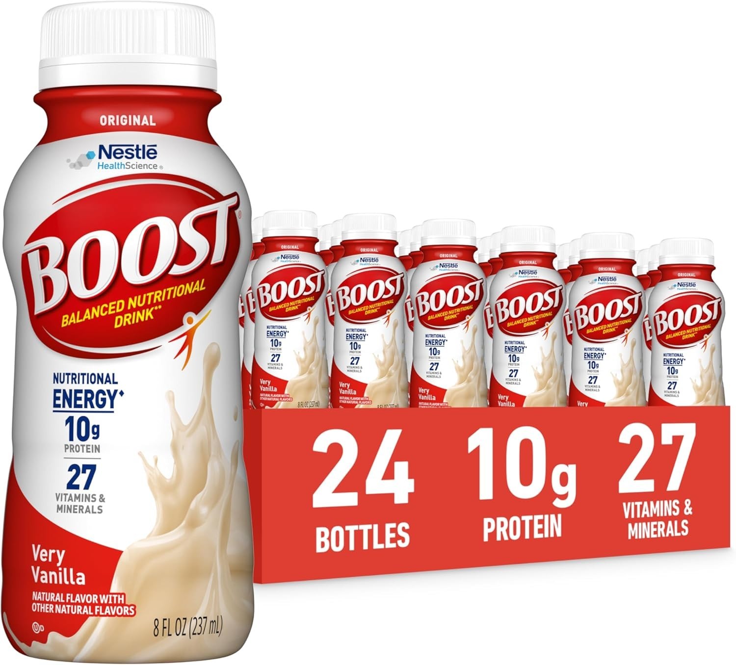 BOOST Original Ready to Drink Very Vanilla Nutritional Shakes 8oz 24 Pack
