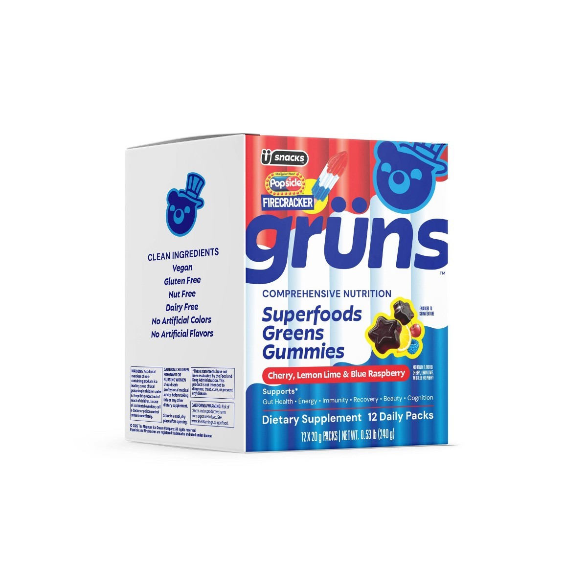 Grüns Limited Time Flavor Firecracker Low Sugar Adult Greens – 240g/12 Servings