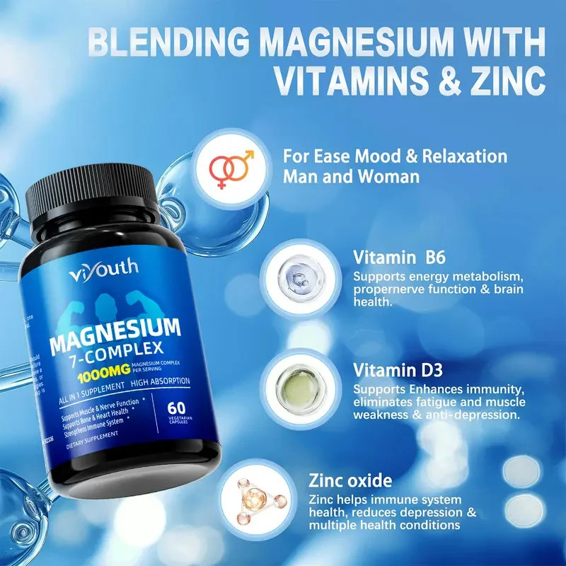 10 Elemental Magnesium Complex 1000mg – Zinc, Cortisol Balance, US Tablets