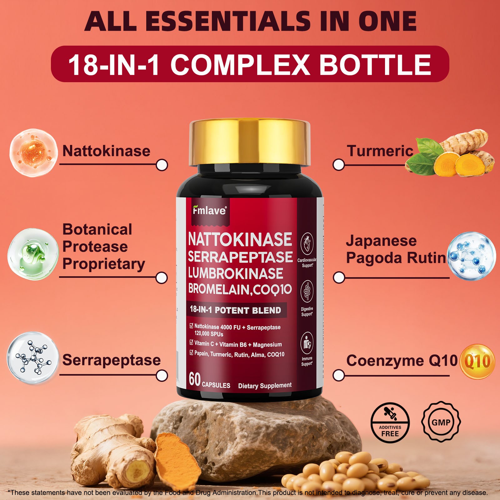 4 Pack Nattokinase Supplement 4000 FU 180 Capsules Non-Gmo, Gluten Free Exp 2027