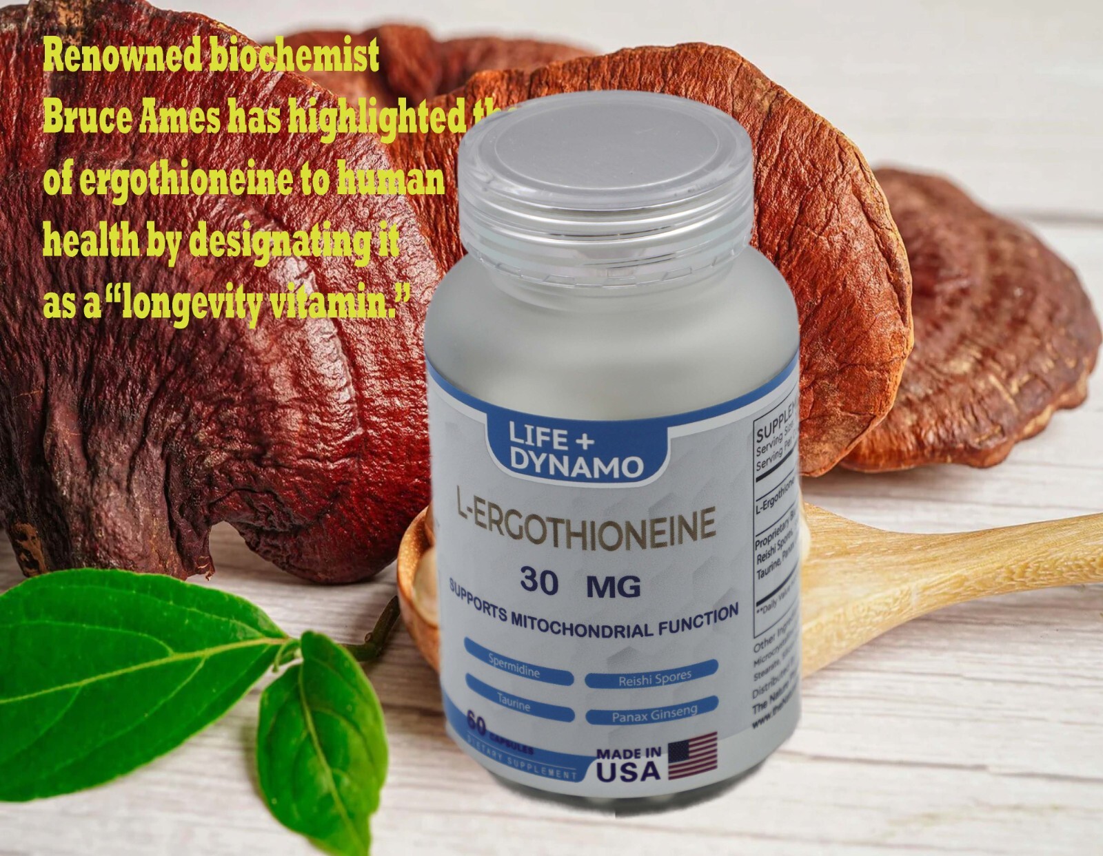 FixedinSeconds Fermentation Based L-Ergothioneine 30mg for Longevity, Anti-Aging