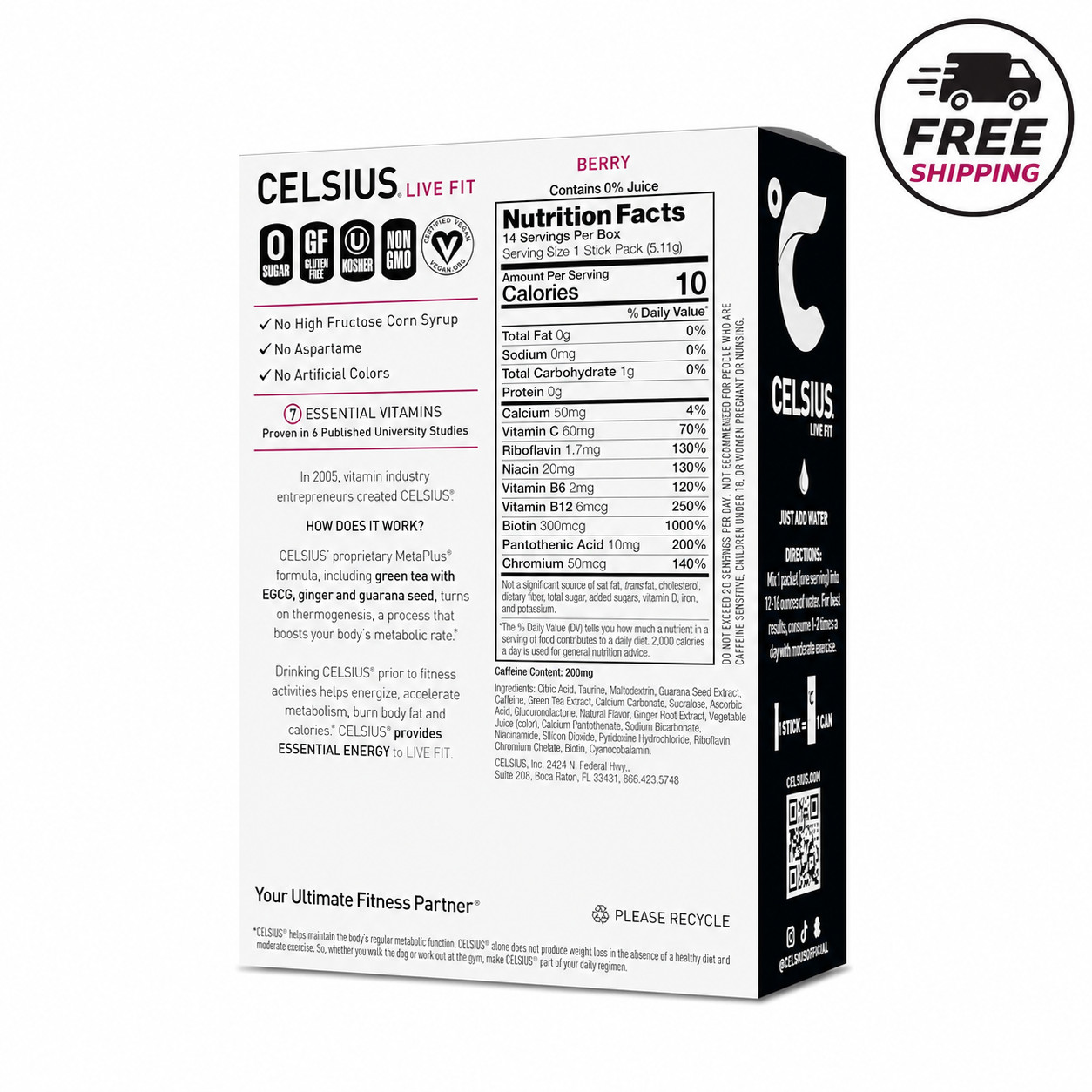 CELSIUS Powder Stick Packs, Zero Sugar (14 Sticks Pack)
