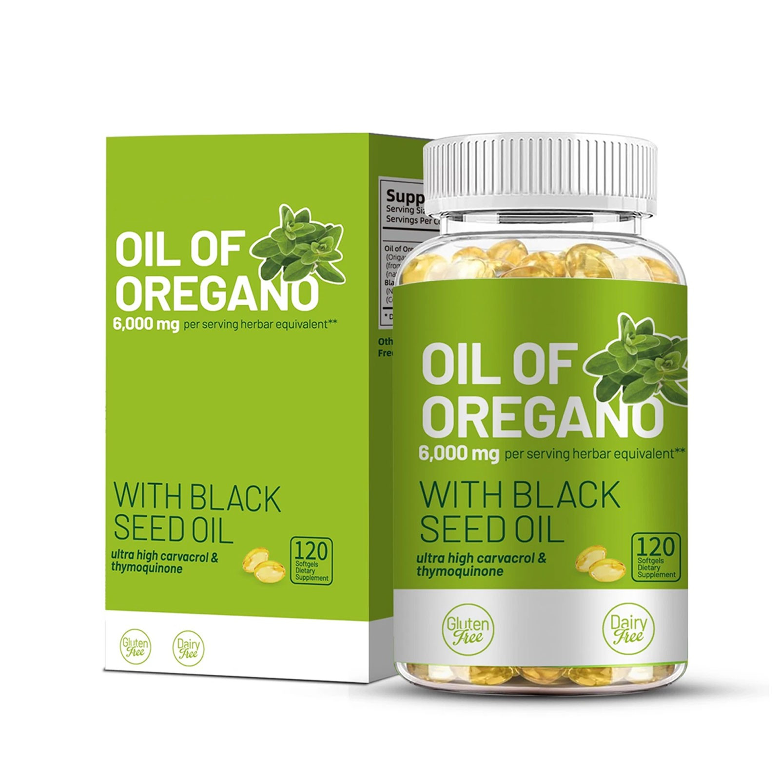 2 in 1 Oil of Oregano & Black Seed Softgels Count features Carvacrol,Immune Supp