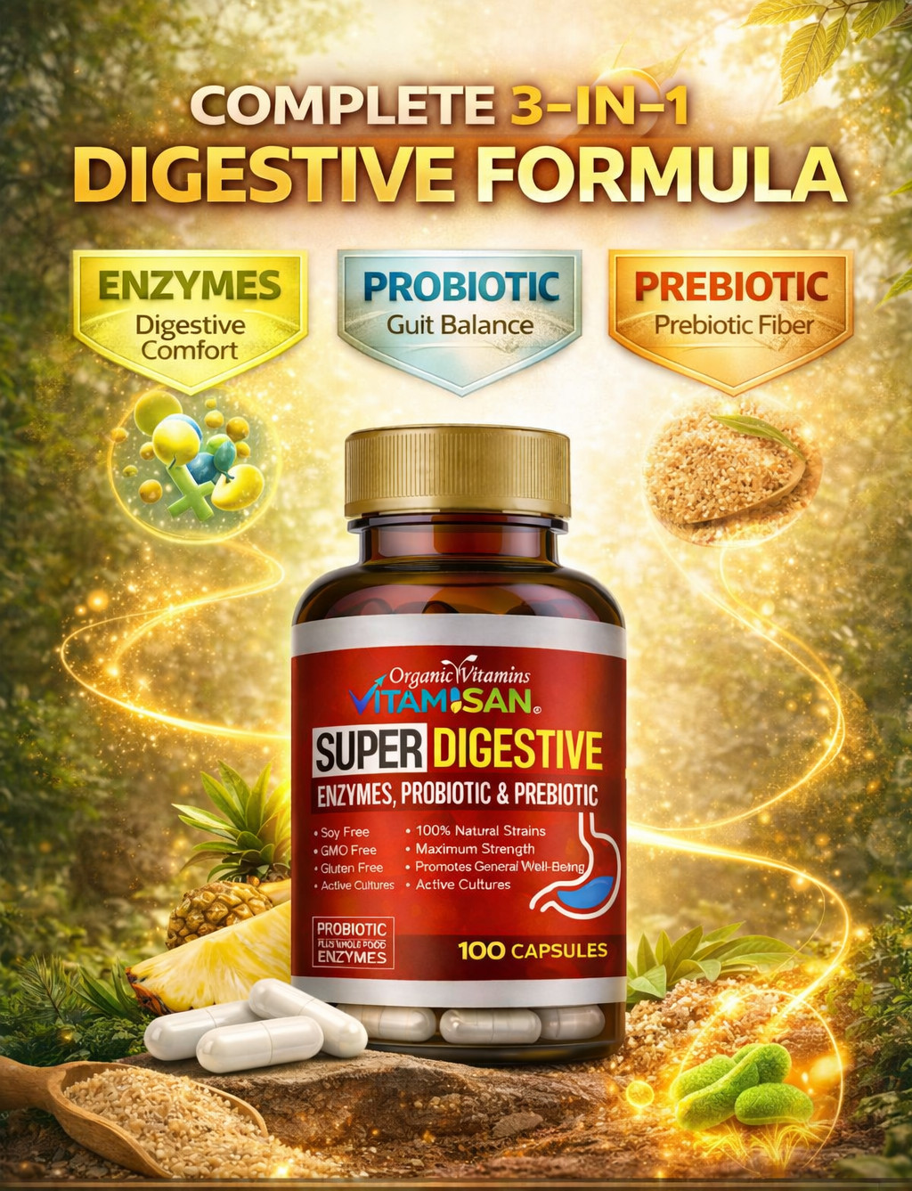 Super Digestive Brook Enhanced-Biotics Probiotic and Prebiotic 100 capsules