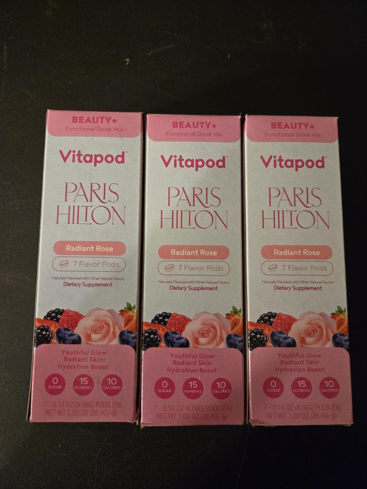 Lot Of 3 Vitapod Paris Hilton Radiant Rose Flavor Pods BB 11/2026
