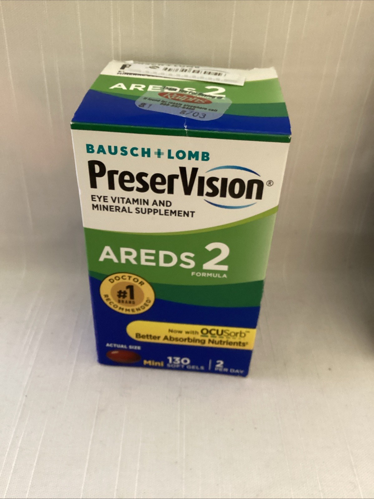 New) Bausch + Lomb PreserVision AREDS 2 Formula 130 softgels EXP3/25