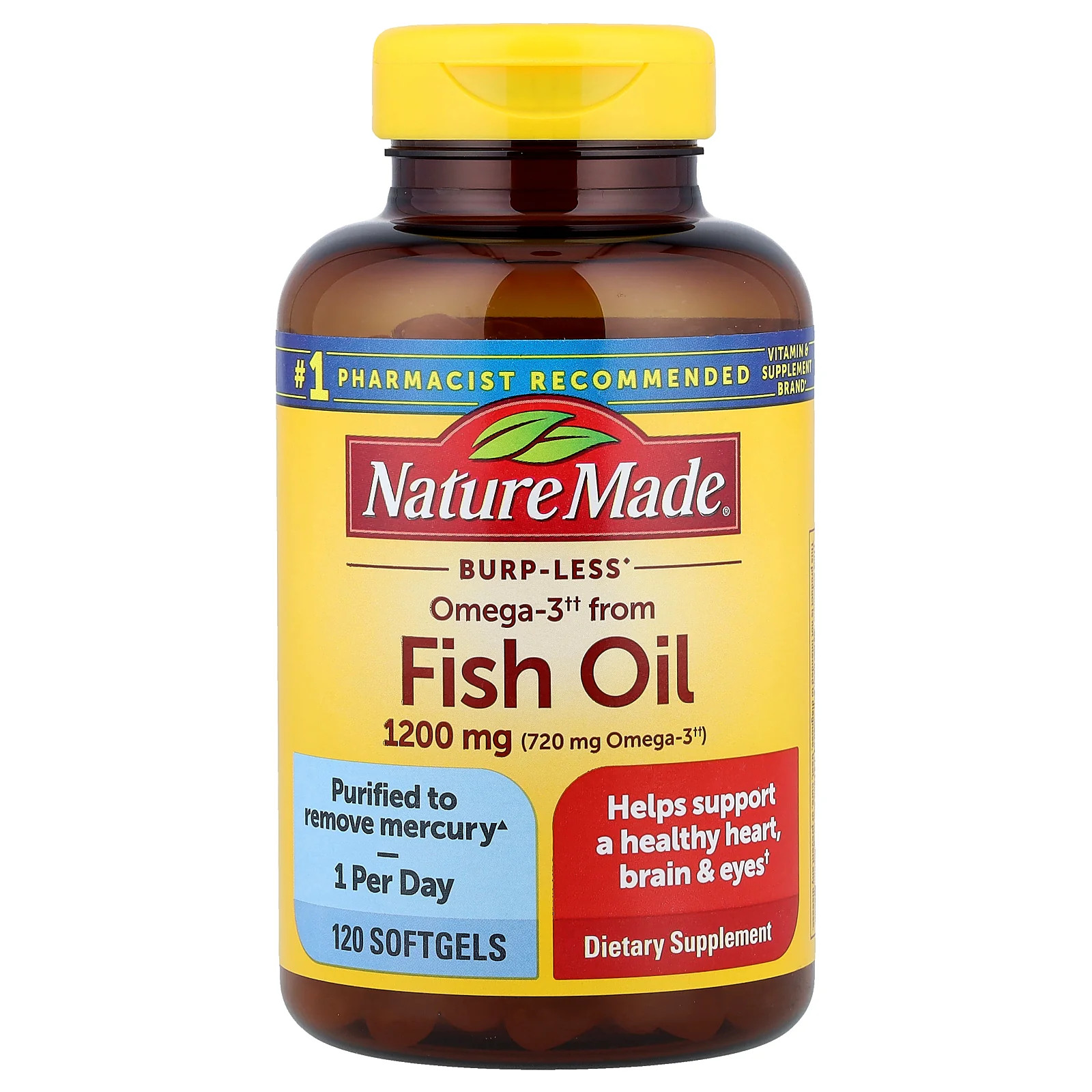 2 X Nature Made, Fish Oil, Burp-Less, 1,200 mg, 120 Softgels