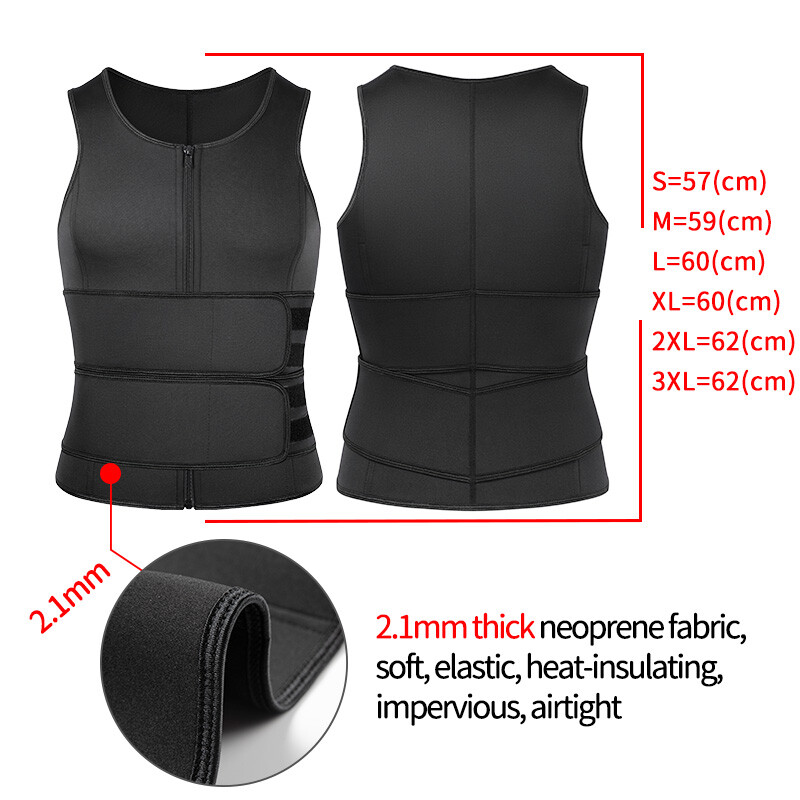 Men Neoprene Sauna Sweat Suit Waist Trainer Vest Fat Burn Body Shaper Tank Top