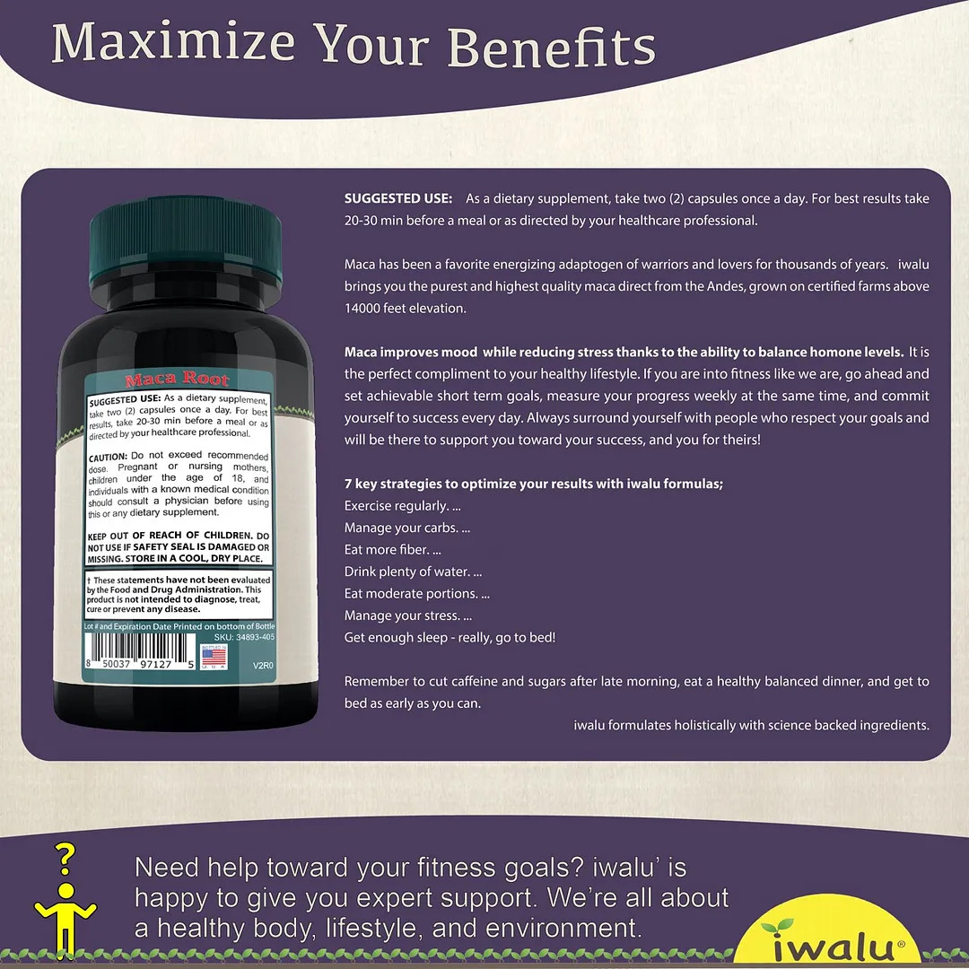 Only Natural Black Maca | Best Supplement Capsule Pill Men Women FREE SHIP