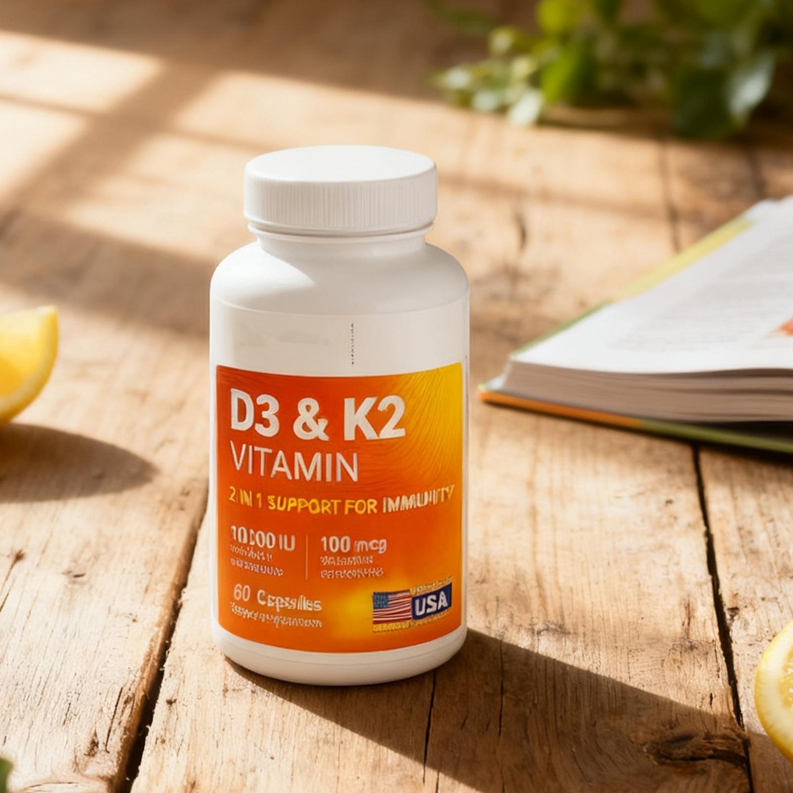 2-in-1 Vitamin D3 K2 10,000 IU Naturally Derived D3 elevated Absorption Formu…