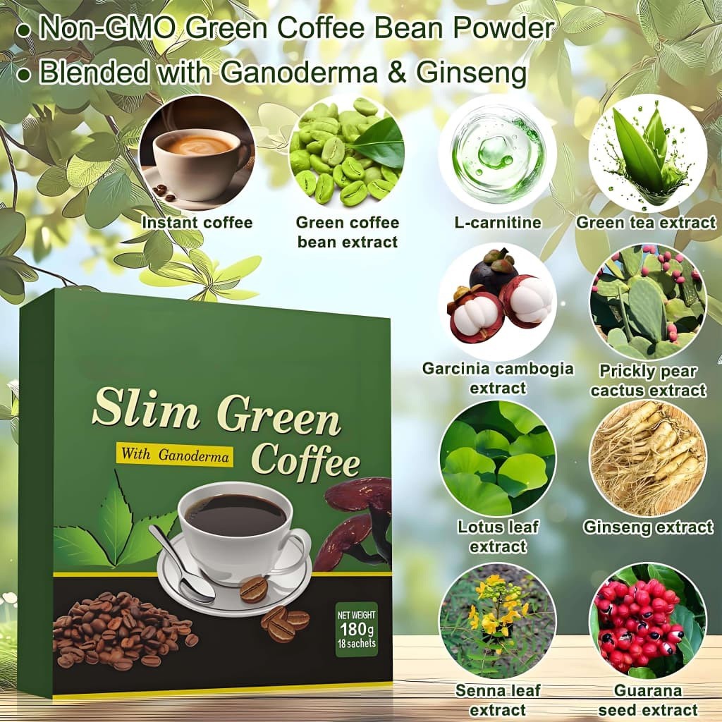 SLIM GREEN COFFEE With Ganoderma WEIGHT LOSS Control Detox Tea Delivery 2-5 Days