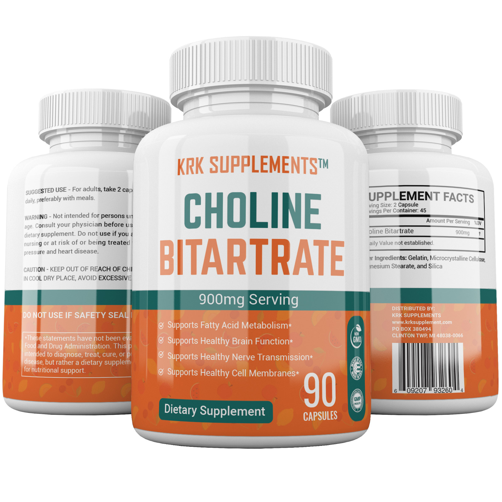 2 Choline Bitartrate 900mg serving Brain Memory Booster Nootropic Fatty Liver