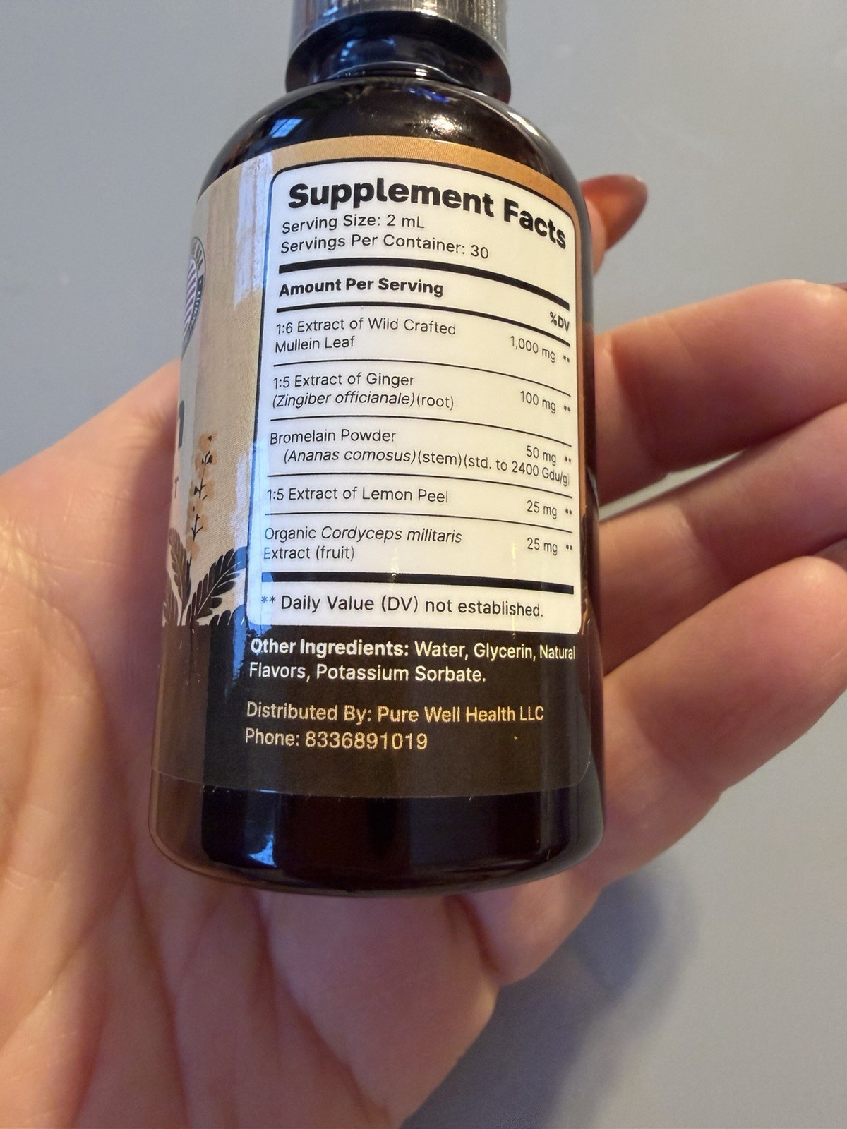 Wild RespiClear Mullein Leaf Extract Liquid Drops Vegan Non-GMO Lemon 2 fl oz