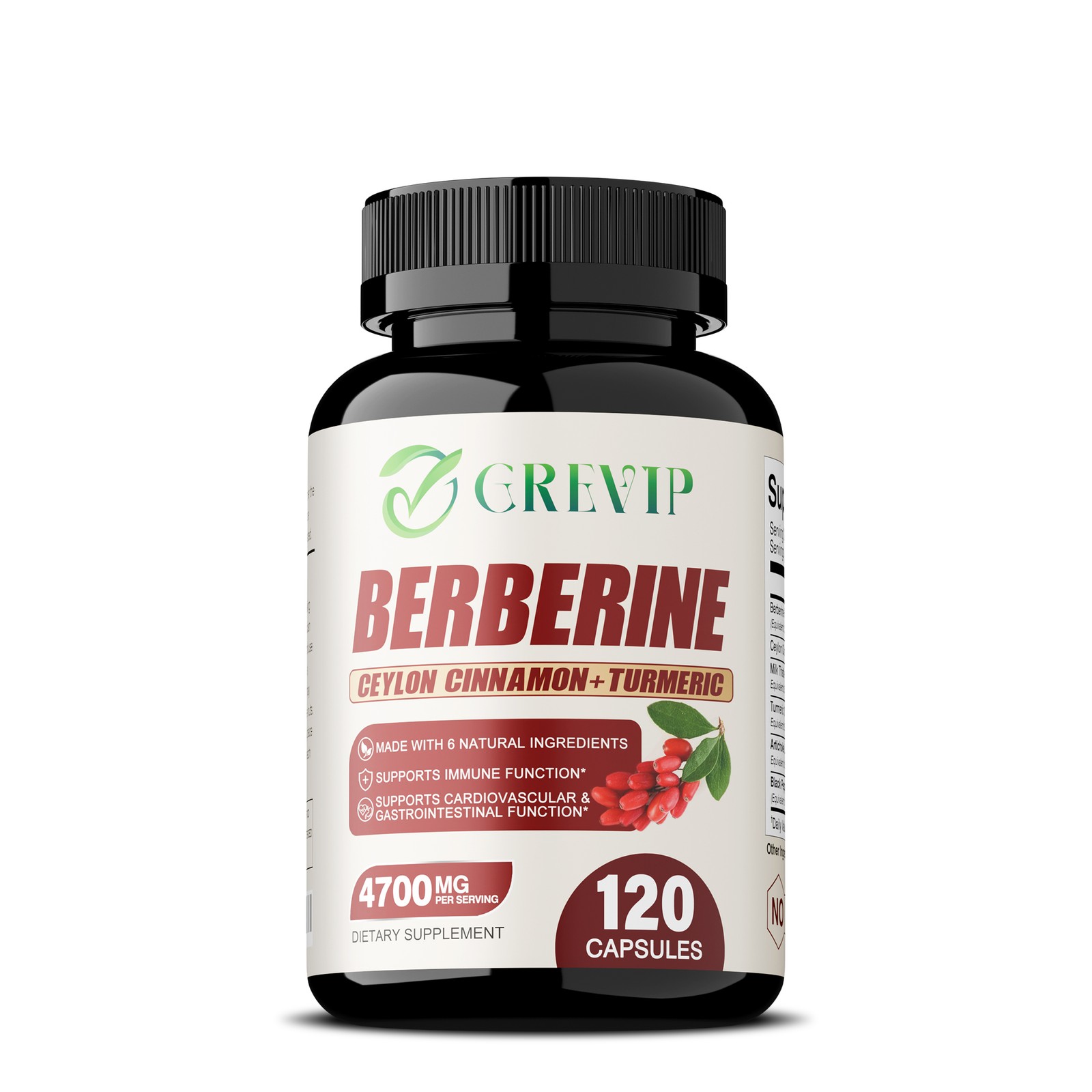 Berberine HCI 4700mg – Blood Sugar Balance & Control – Ceylon Cinnamon, Turmeric
