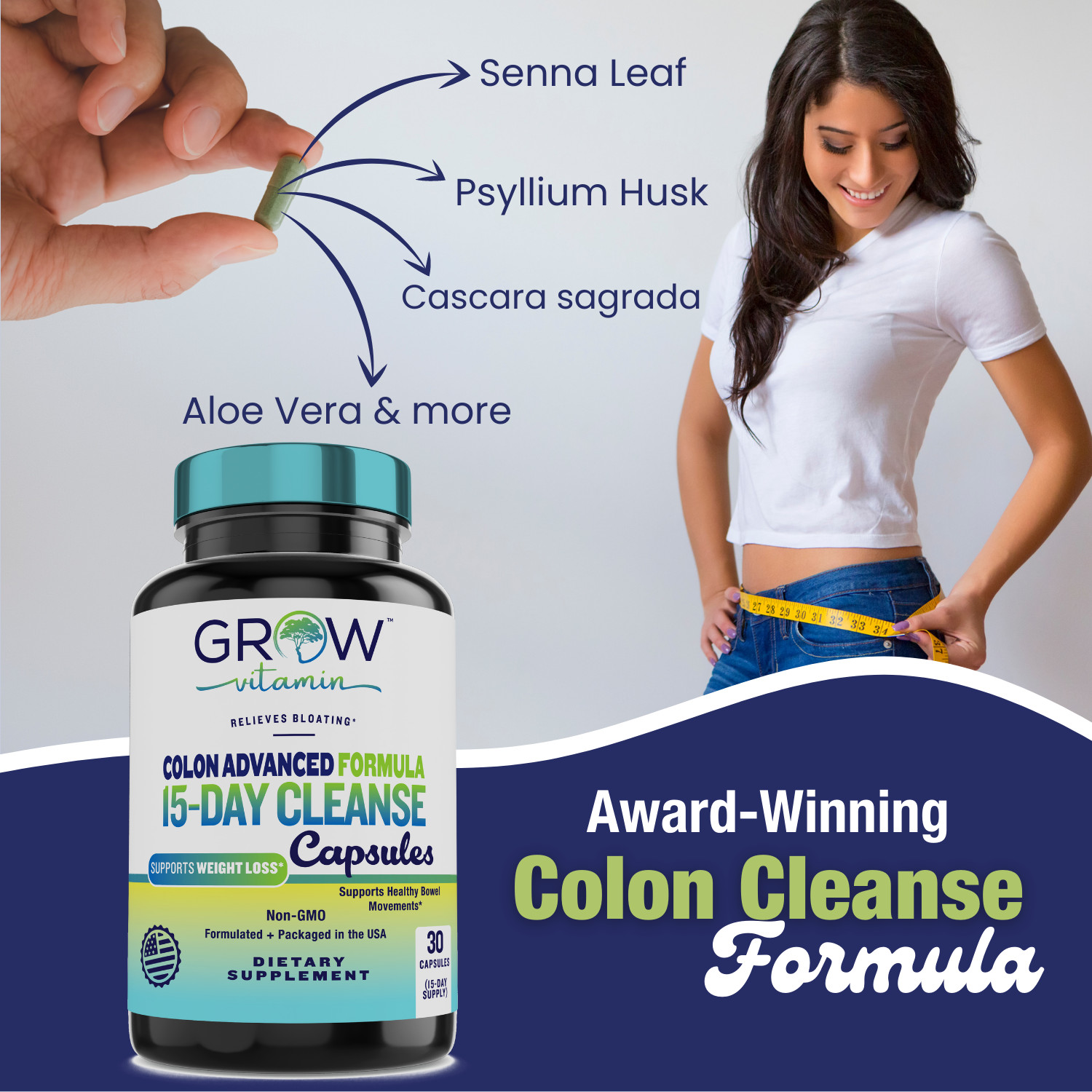 Colon Cleanse & Natural Detox Pills For Constipation Relief – 30 Ct.