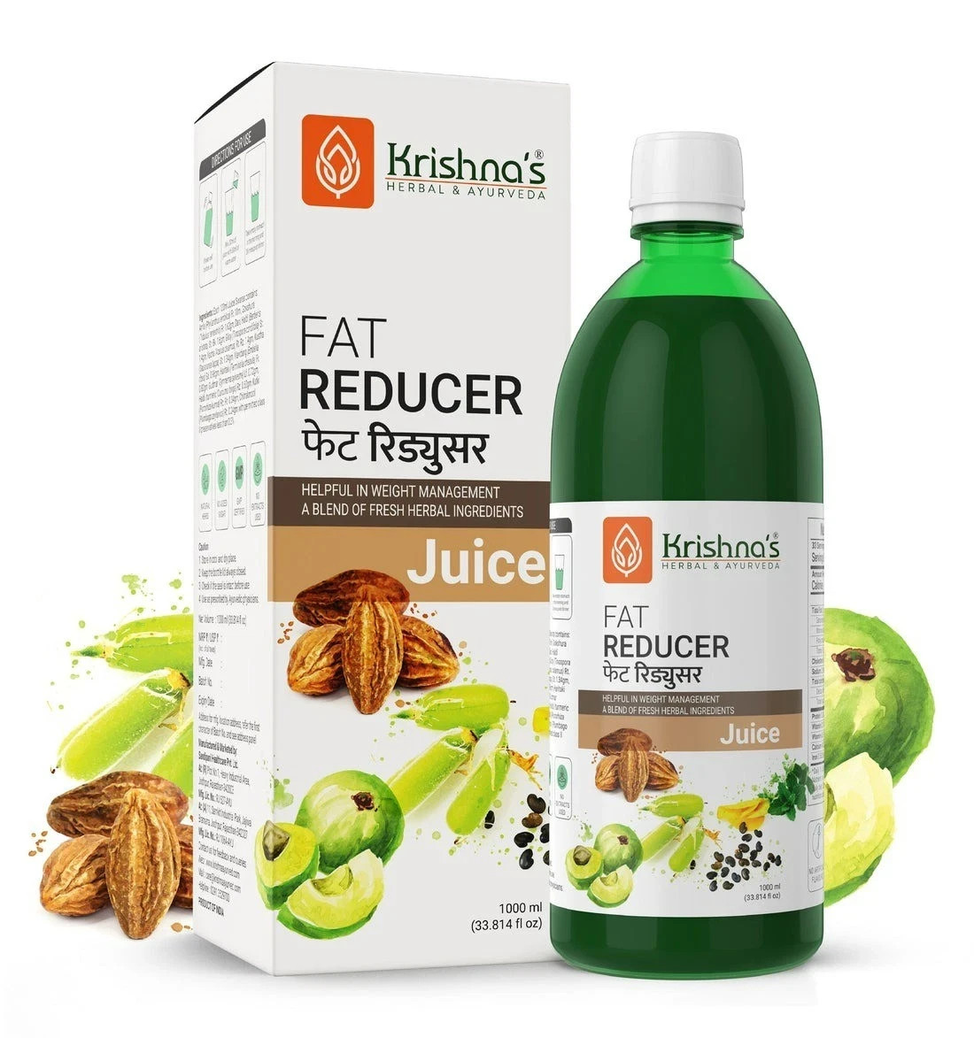 Krishna Fat Reducer Juice 1000ml Pure Herbal Exp 2028