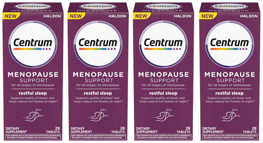 Pack 4 Centrum Menopause Support Sleep Supplement, 28 Tablets Each, 4/26