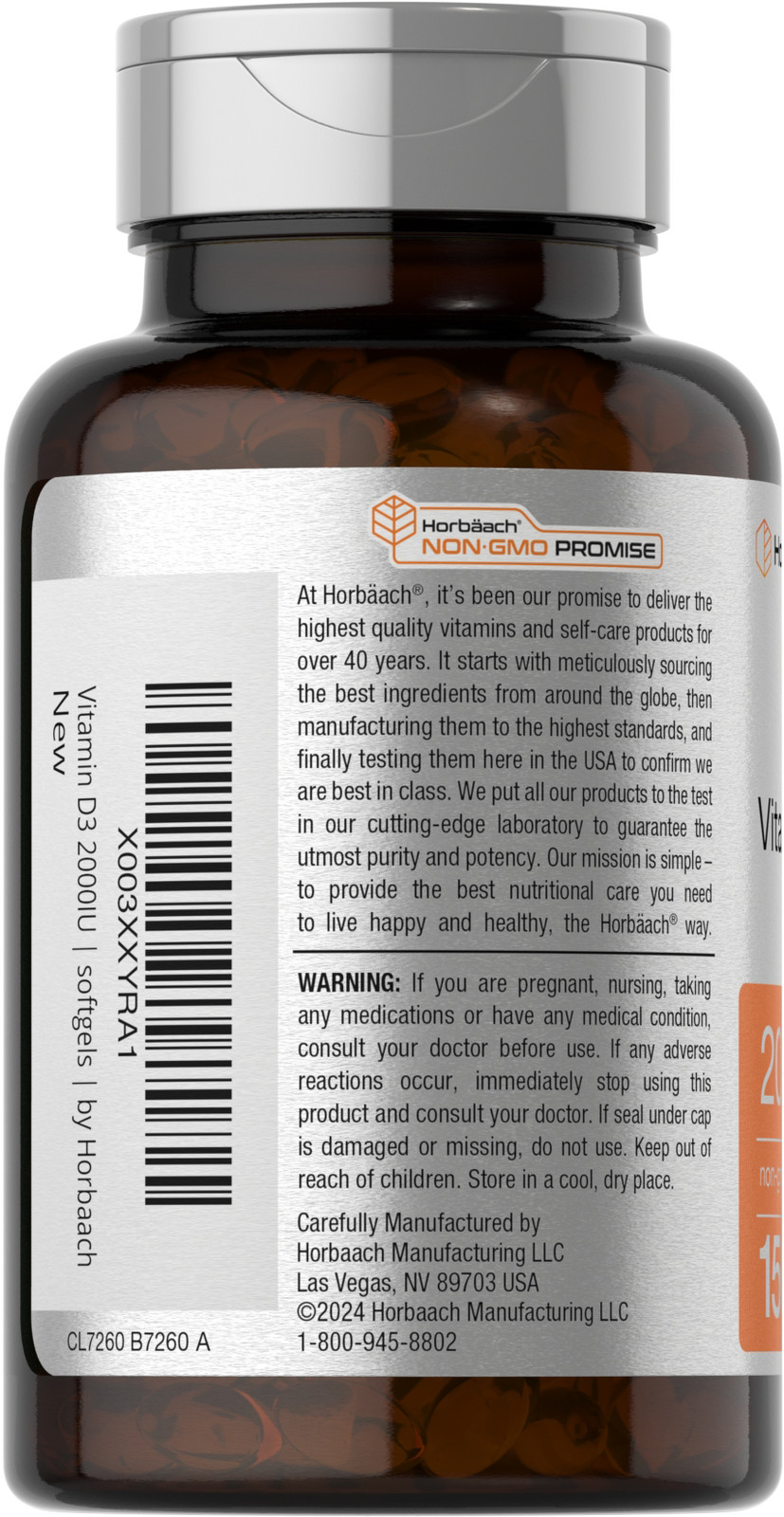 Vitamin D3 2000IU Softgels | 150 Count | Non-GMO, Gluten Fee | by Horbaach